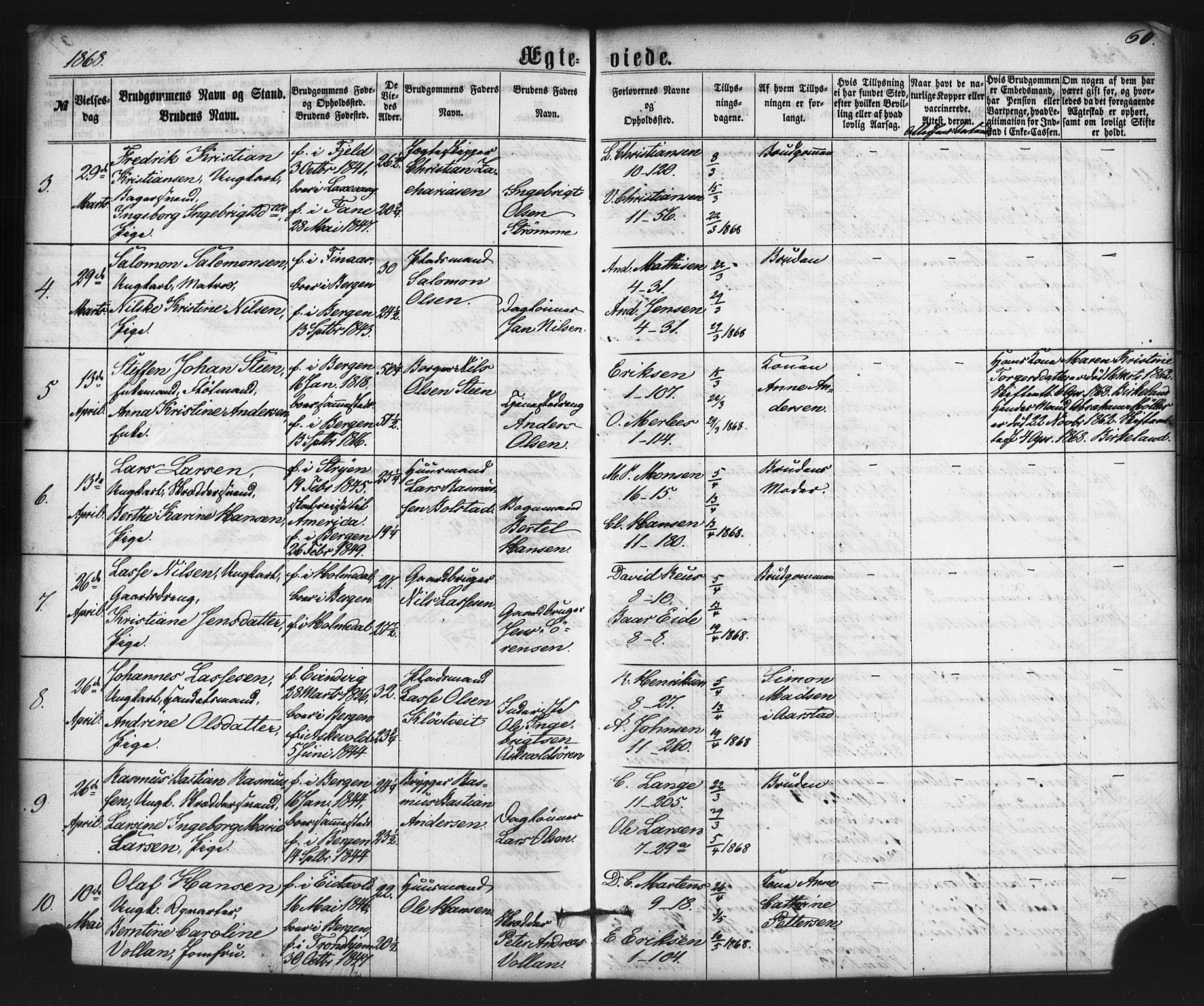 Nykirken Sokneprestembete, SAB/A-77101/H/Haa/L0032: Parish register (official) no. D 2, 1861-1883, p. 60