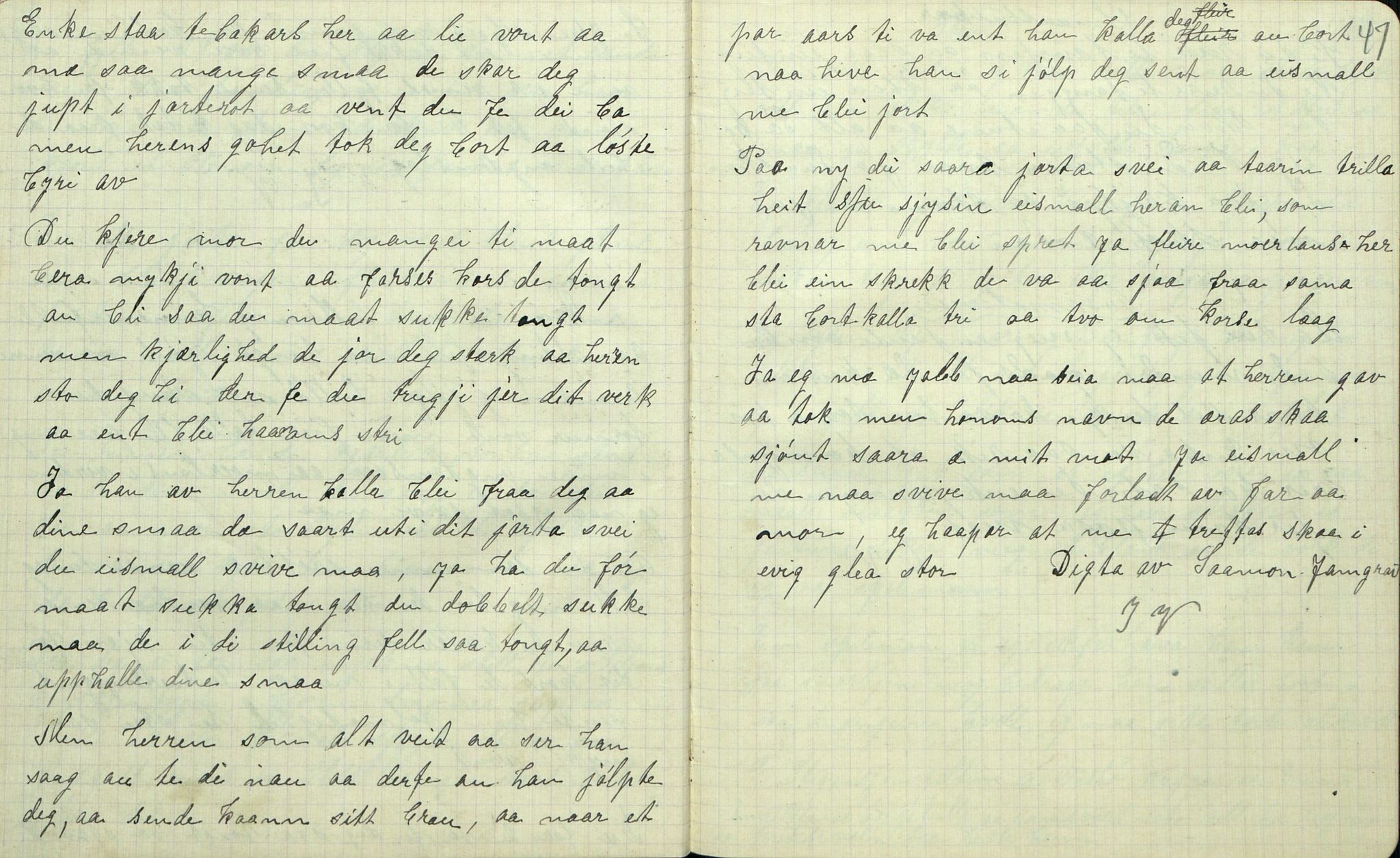 Rikard Berge, TEMU/TGM-A-1003/F/L0007/0023: 251-299 / 273 Øyfjøll. uppskriftir for Rikard Berge ved Olav Vestgarden, Seljord, 1915, p. 46-47