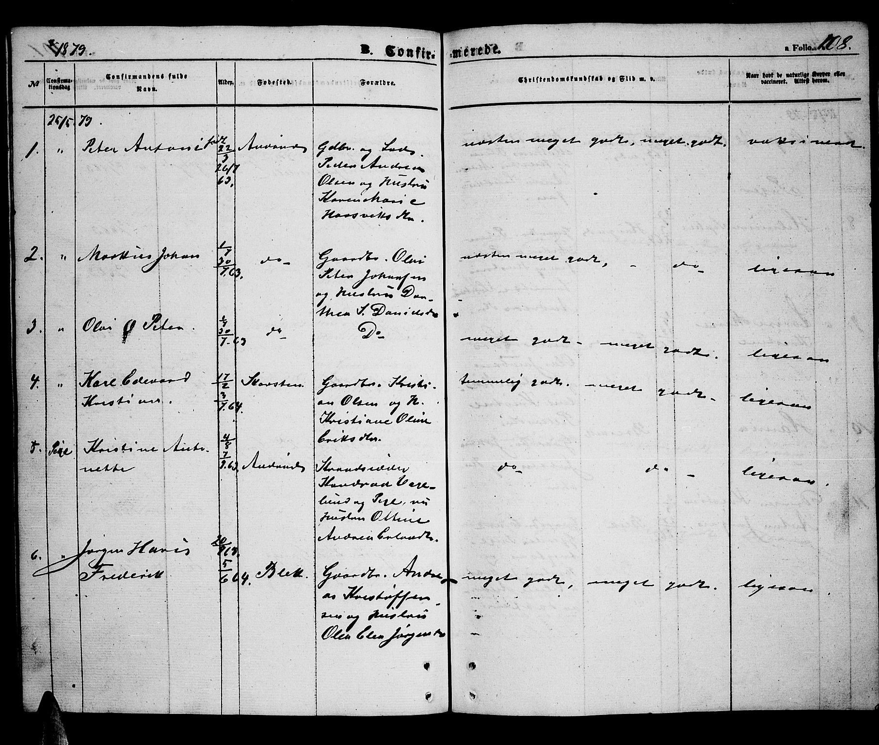 Ministerialprotokoller, klokkerbøker og fødselsregistre - Nordland, AV/SAT-A-1459/899/L1447: Parish register (copy) no. 899C02, 1855-1886, p. 108