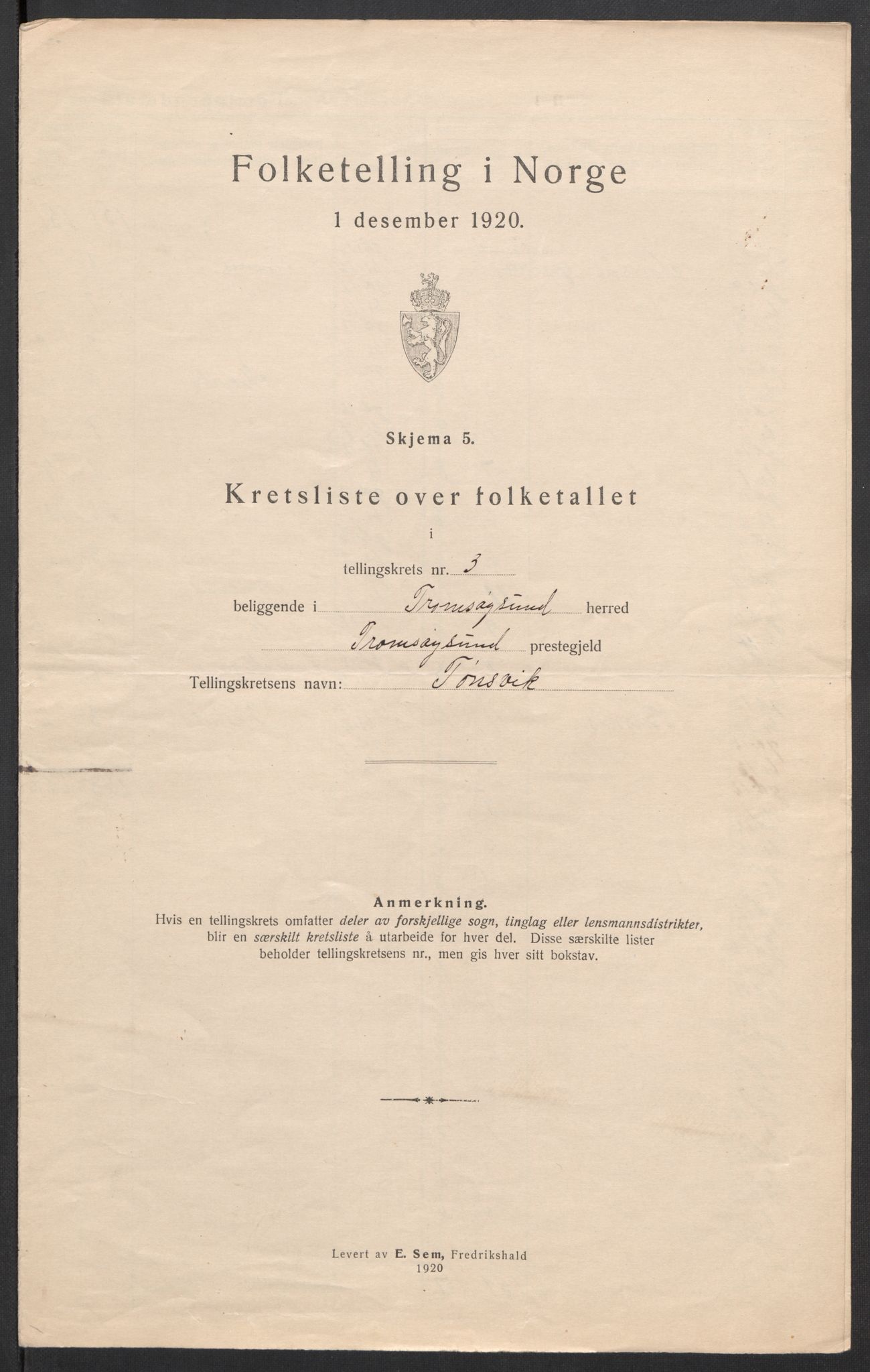 SATØ, 1920 census for Tromsøysund, 1920, p. 13