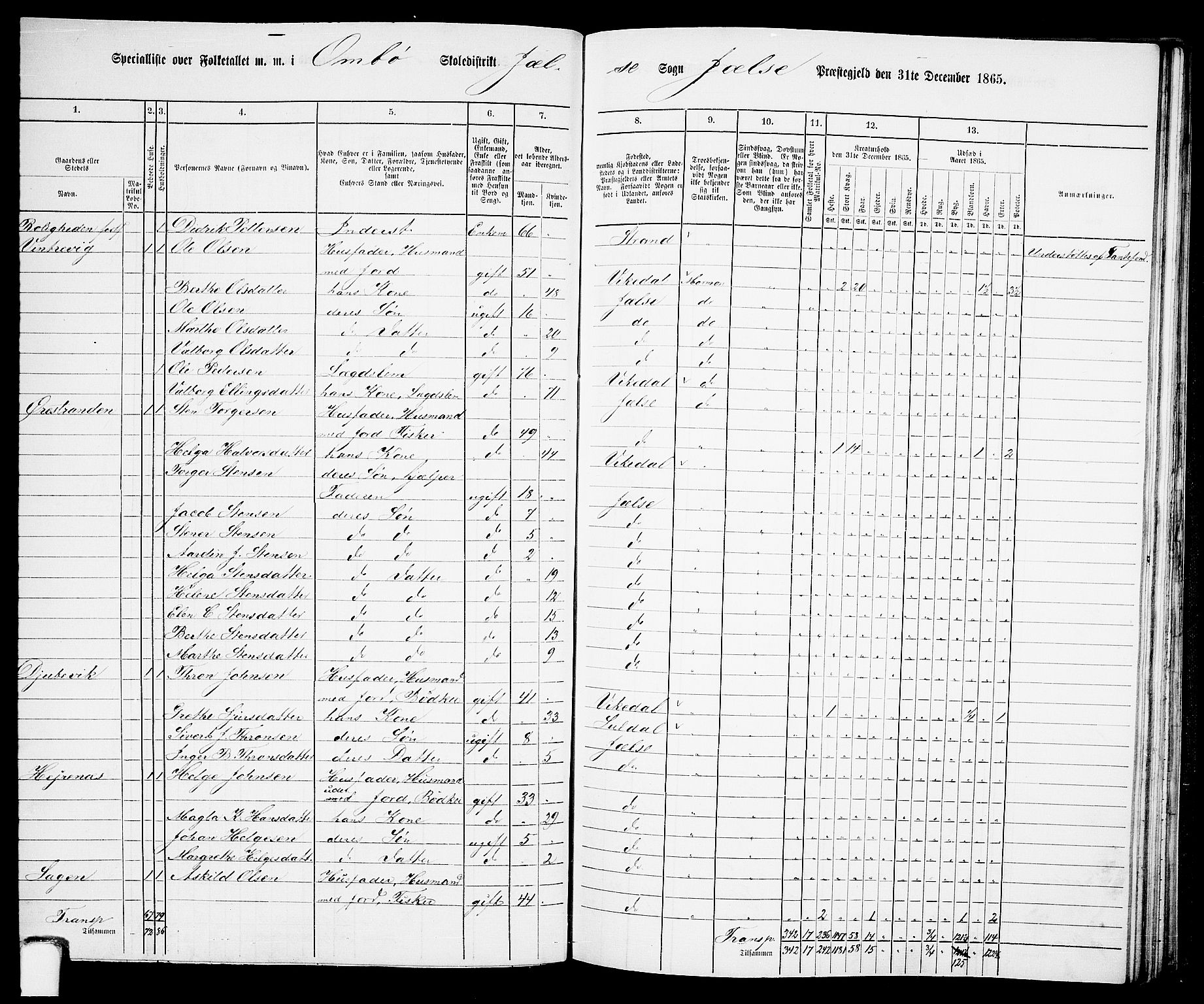 RA, 1865 census for Jelsa, 1865, p. 79