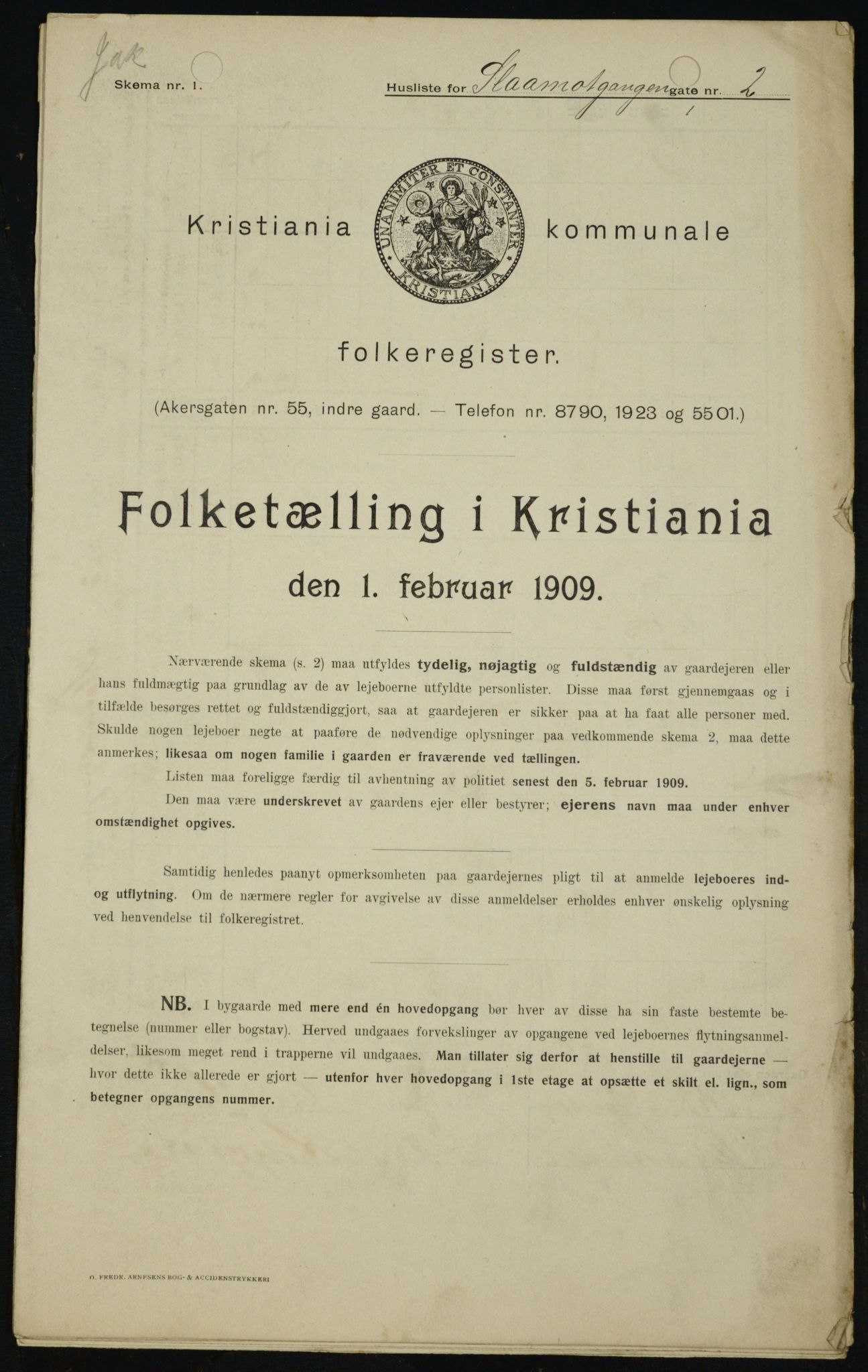 OBA, Municipal Census 1909 for Kristiania, 1909, p. 87906