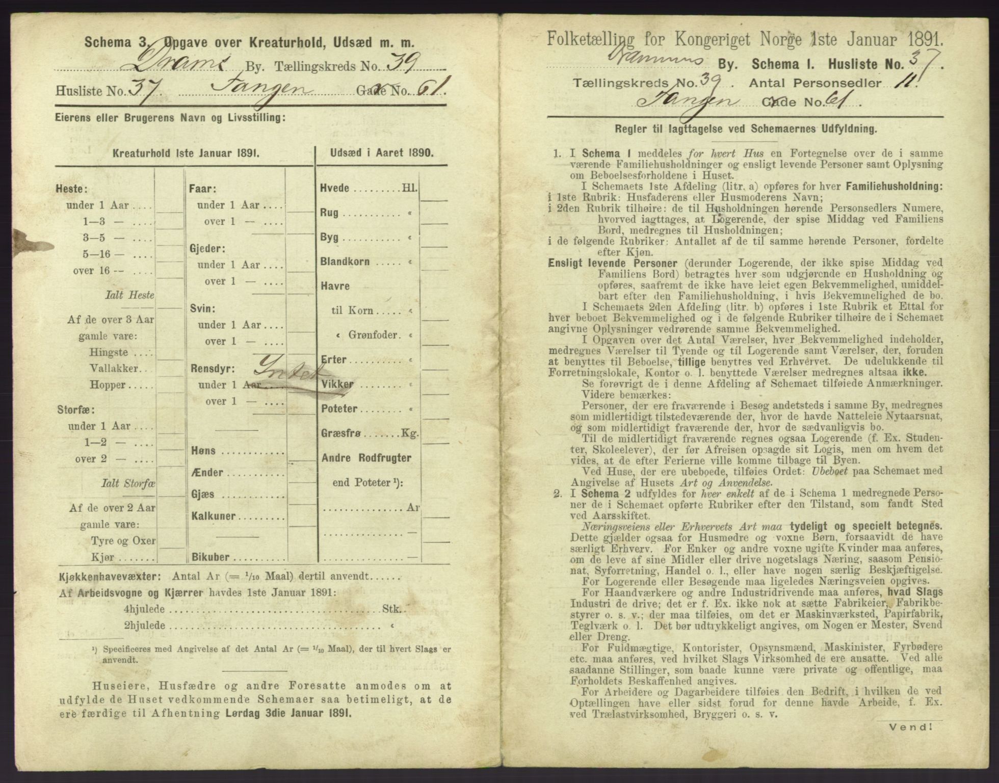 RA, 1891 census for 0602 Drammen, 1891, p. 3551