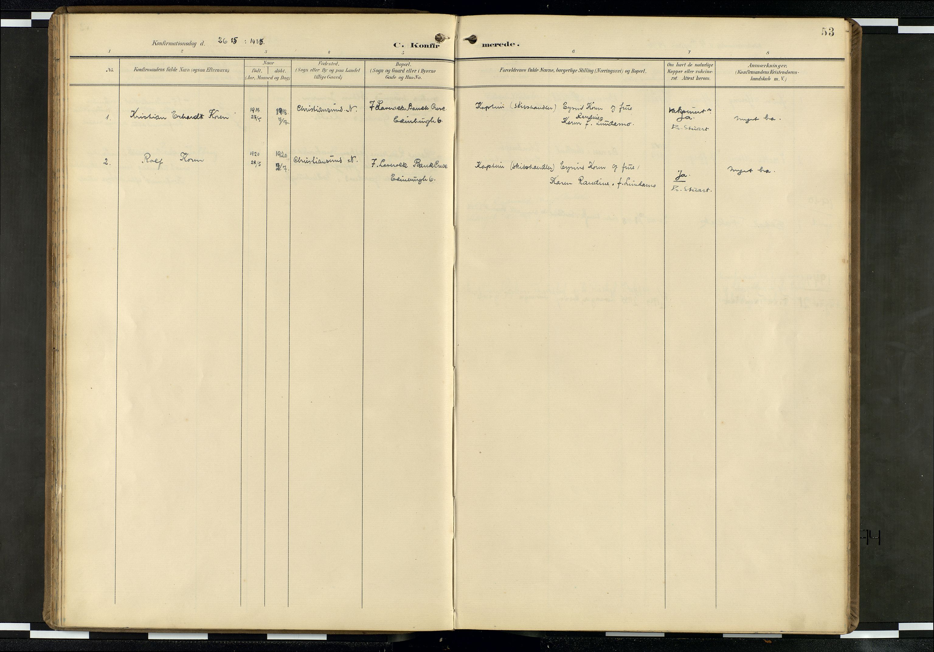 Den norske sjømannsmisjon i utlandet/Skotske havner (Leith, Glasgow), SAB/SAB/PA-0100/H/Ha/Haa/L0004: Parish register (official) no. A 4, 1899-1949, p. 52b-53a