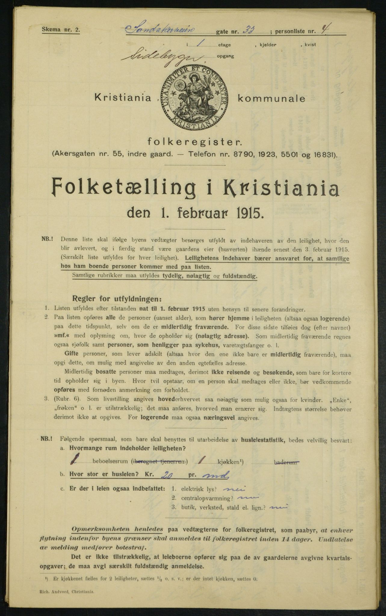 OBA, Municipal Census 1915 for Kristiania, 1915, p. 86675