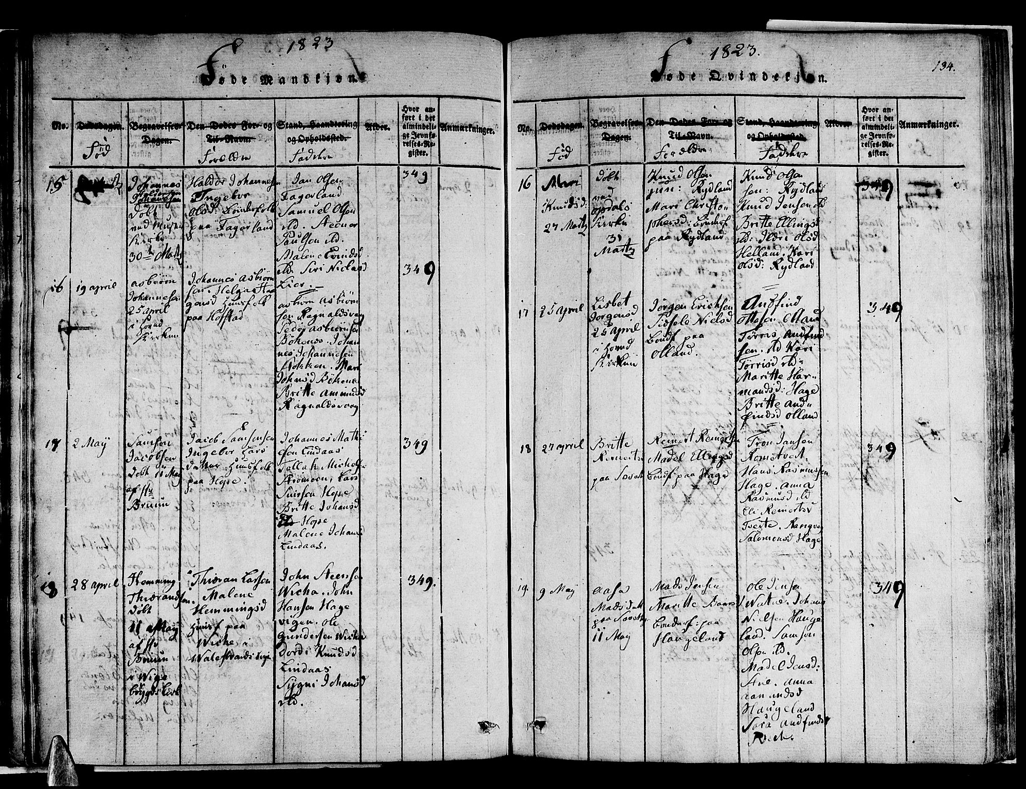 Stord sokneprestembete, AV/SAB-A-78201/H/Haa: Parish register (official) no. A 5, 1816-1825, p. 134