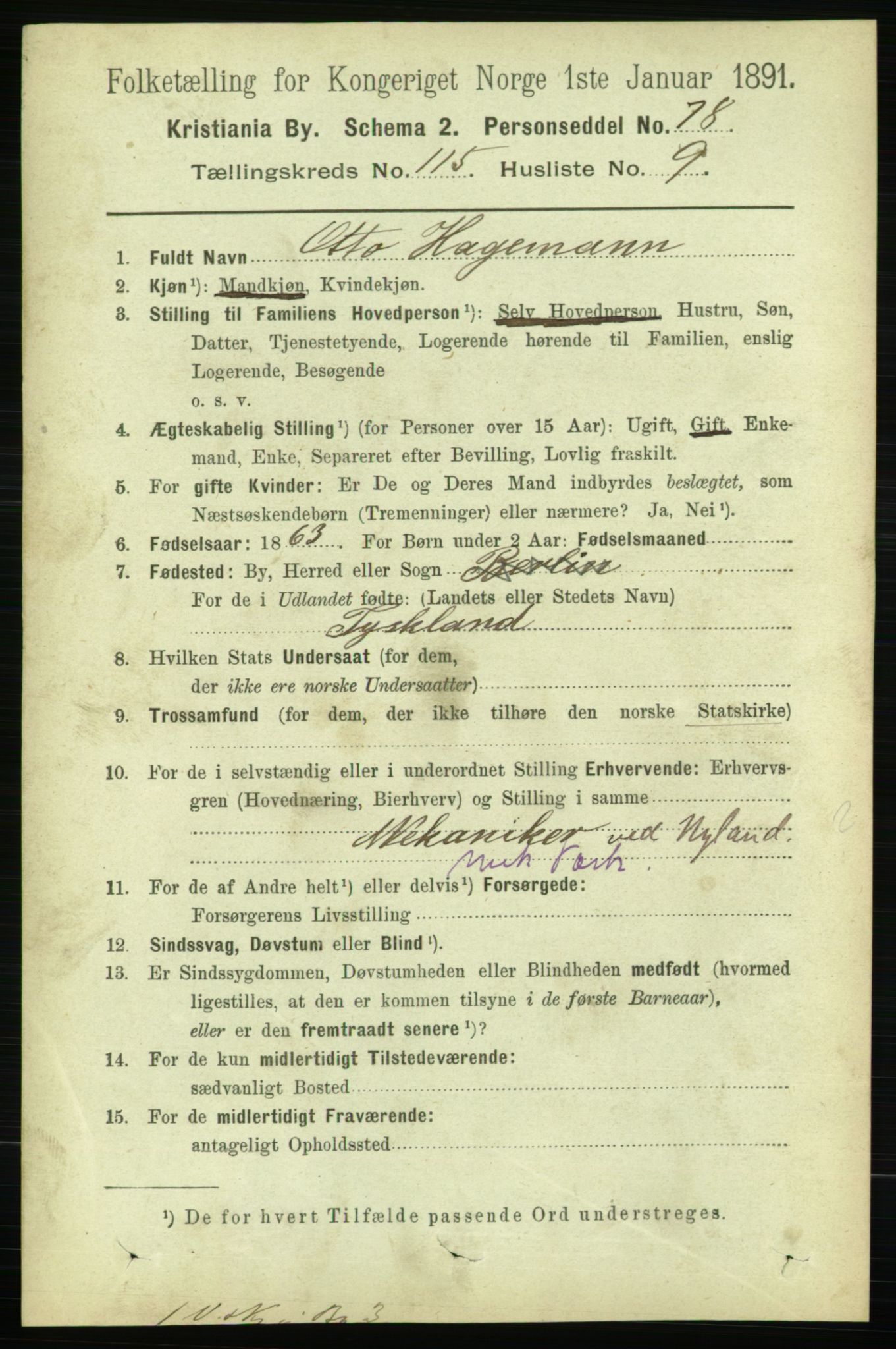 RA, 1891 census for 0301 Kristiania, 1891, p. 61965