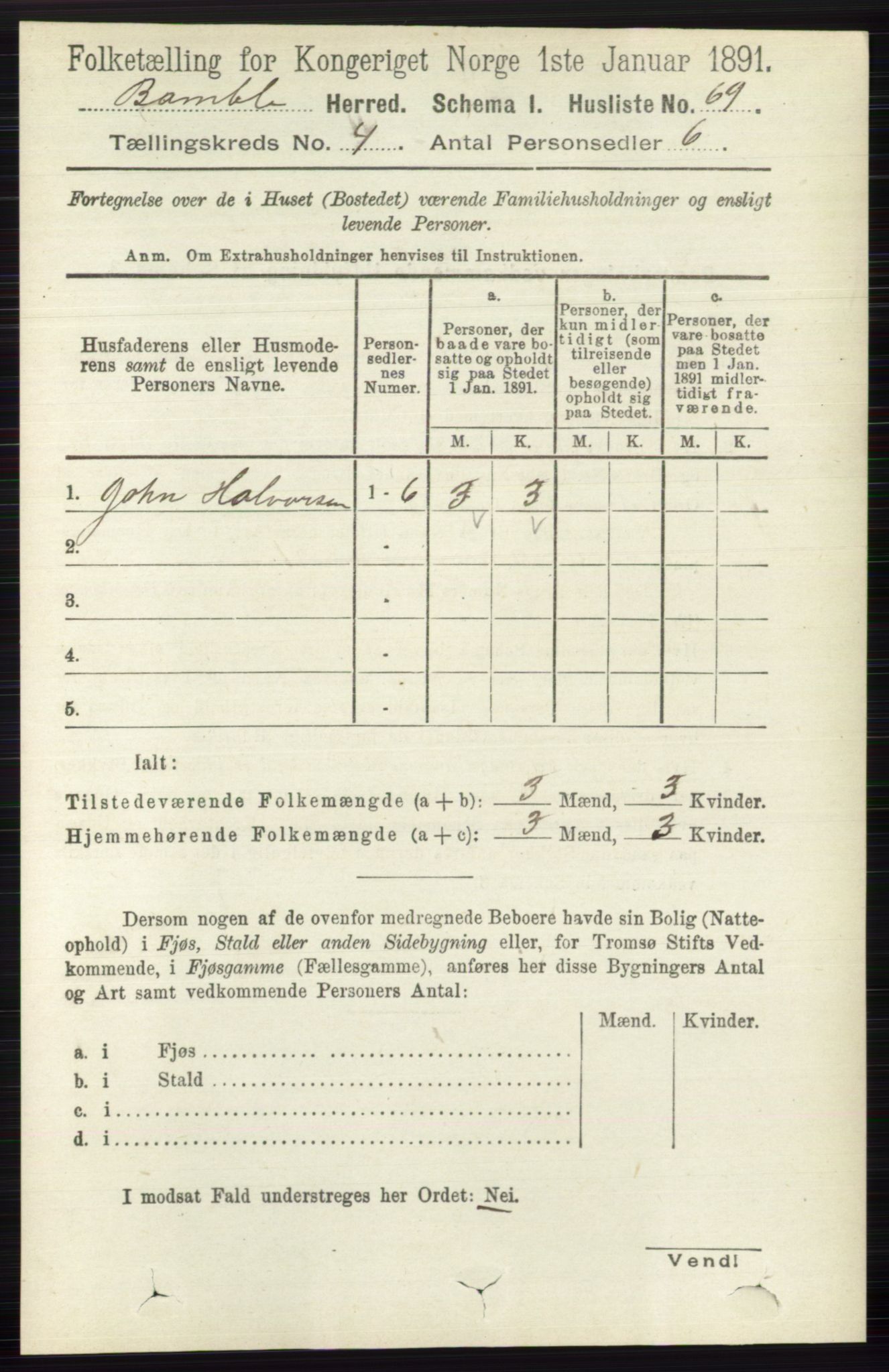 RA, 1891 census for 0814 Bamble, 1891, p. 1806