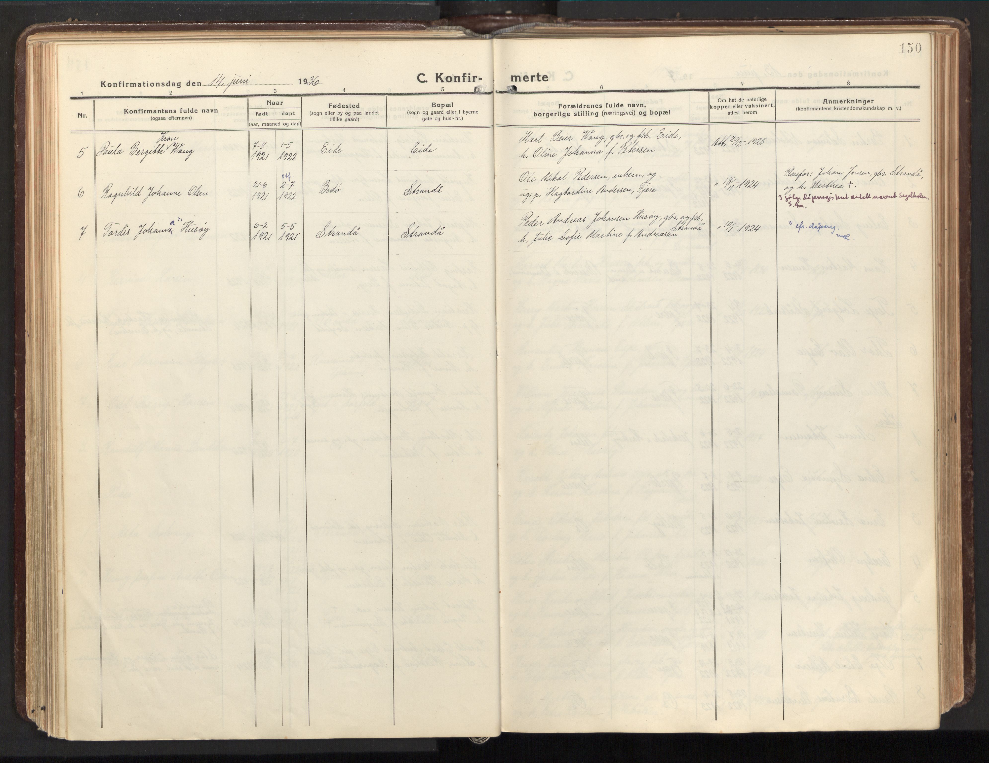 Ministerialprotokoller, klokkerbøker og fødselsregistre - Nordland, AV/SAT-A-1459/803/L0073: Parish register (official) no. 803A03, 1920-1955, p. 150