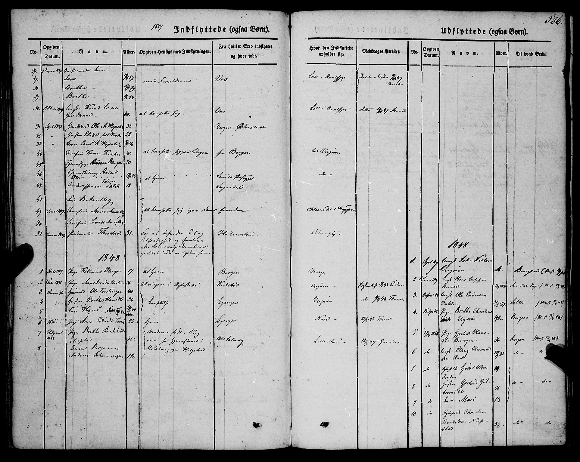 Vik sokneprestembete, SAB/A-81501: Parish register (official) no. A 8, 1846-1865, p. 386
