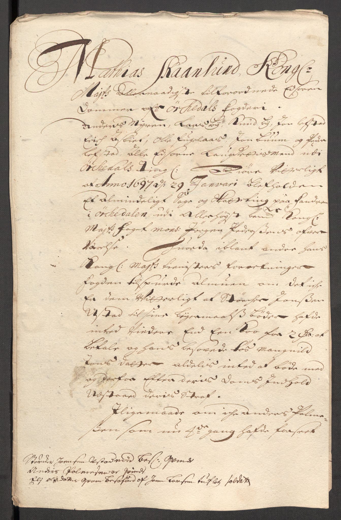 Rentekammeret inntil 1814, Reviderte regnskaper, Fogderegnskap, RA/EA-4092/R60/L3946: Fogderegnskap Orkdal og Gauldal, 1696, p. 204