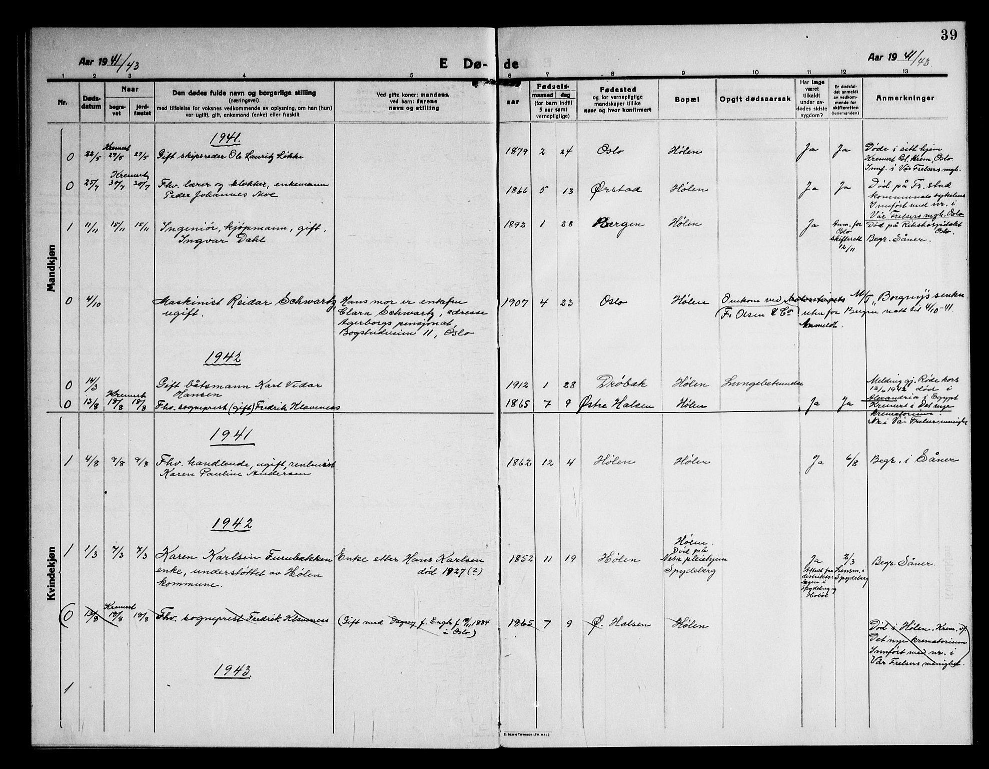 Vestby prestekontor Kirkebøker, AV/SAO-A-10893/G/Gc/L0006: Parish register (copy) no. III 6, 1915-1946, p. 39