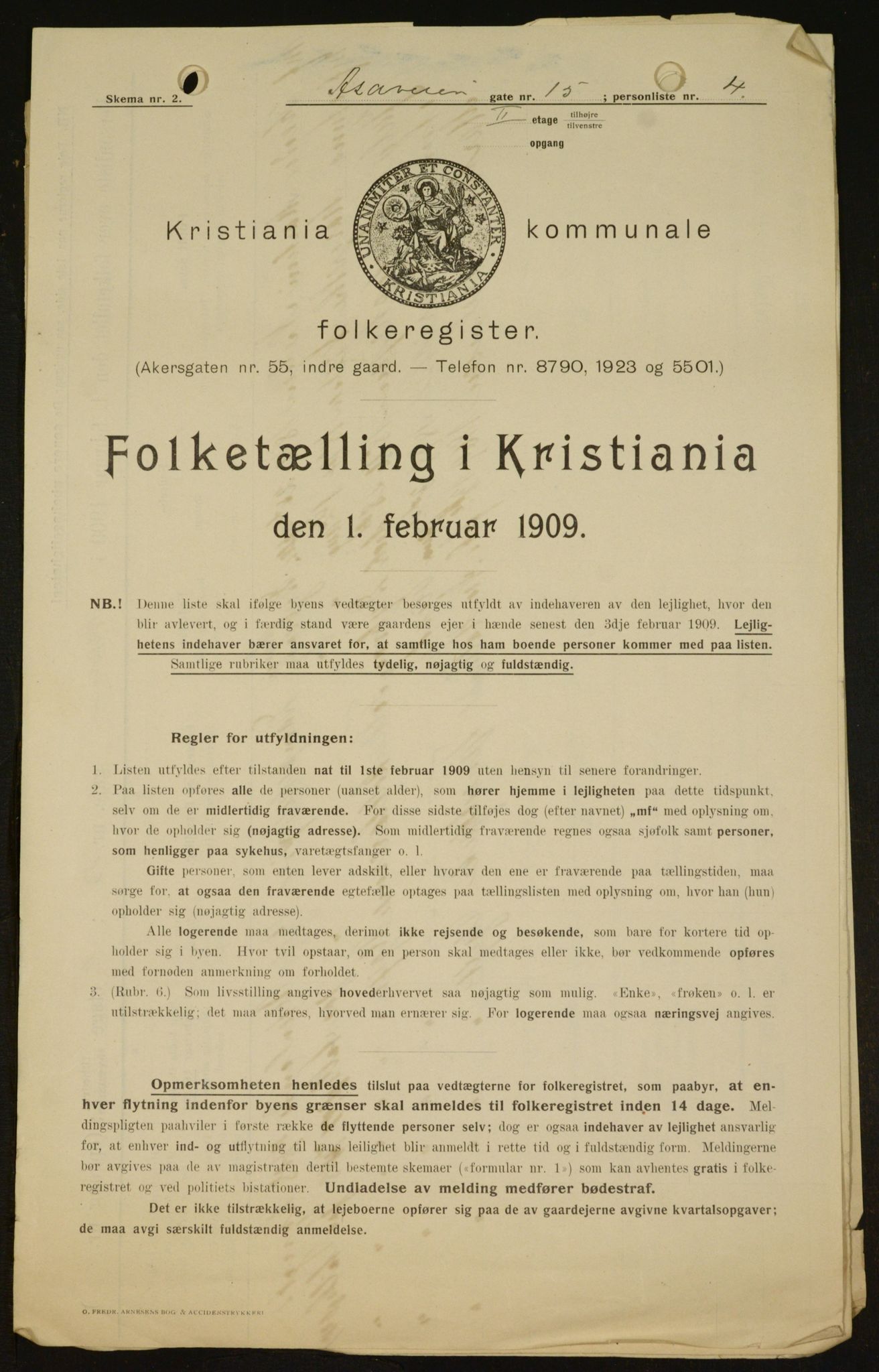 OBA, Municipal Census 1909 for Kristiania, 1909, p. 118934