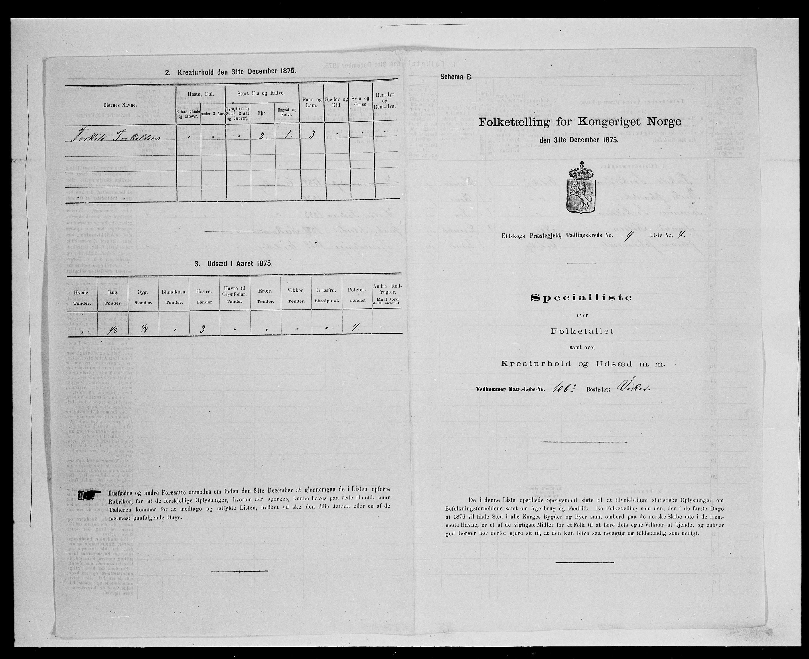 SAH, 1875 census for 0420P Eidskog, 1875, p. 1524