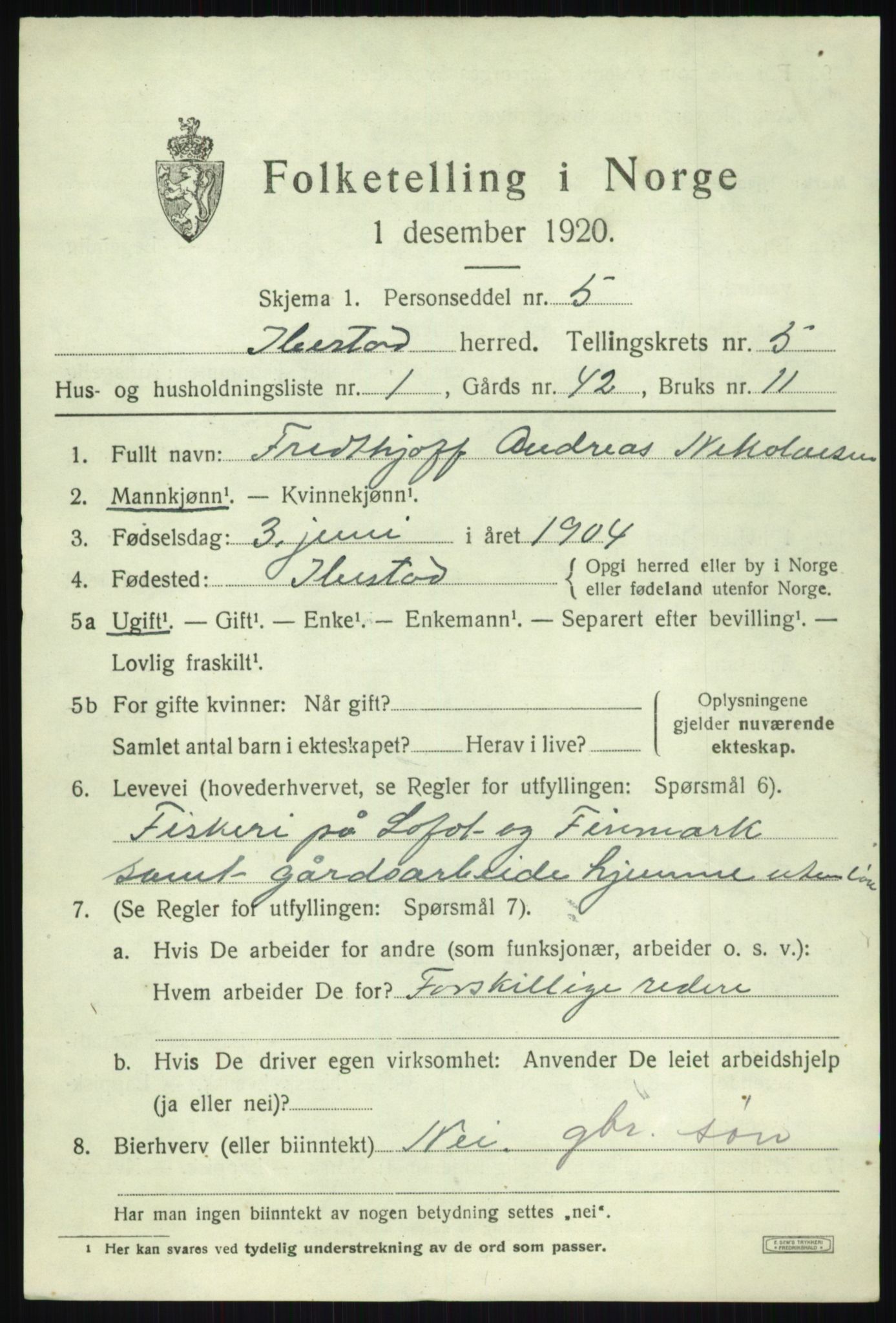 SATØ, 1920 census for Ibestad, 1920, p. 3506