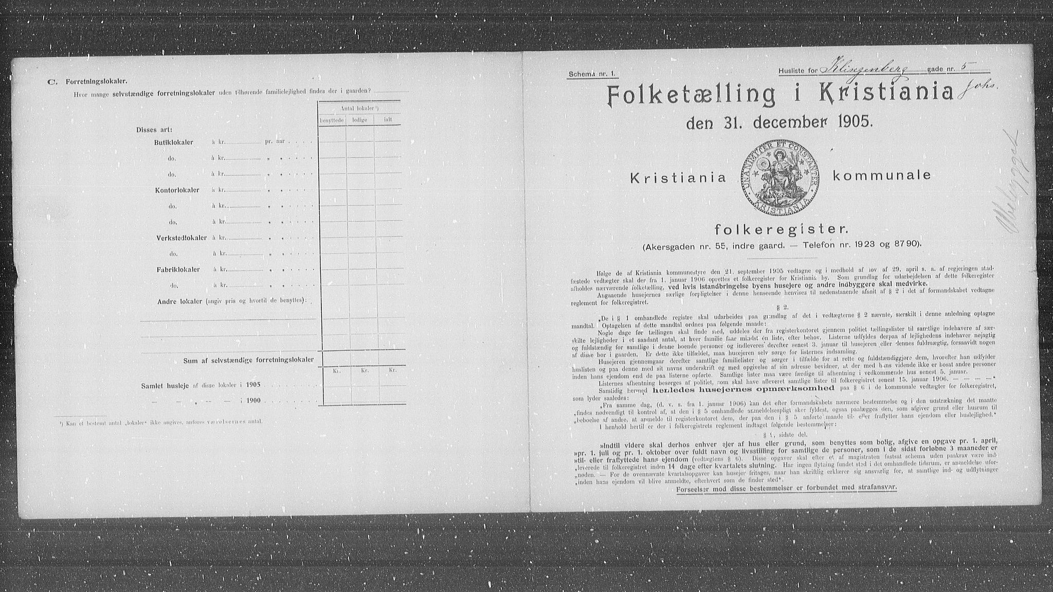 OBA, Municipal Census 1905 for Kristiania, 1905, p. 27310