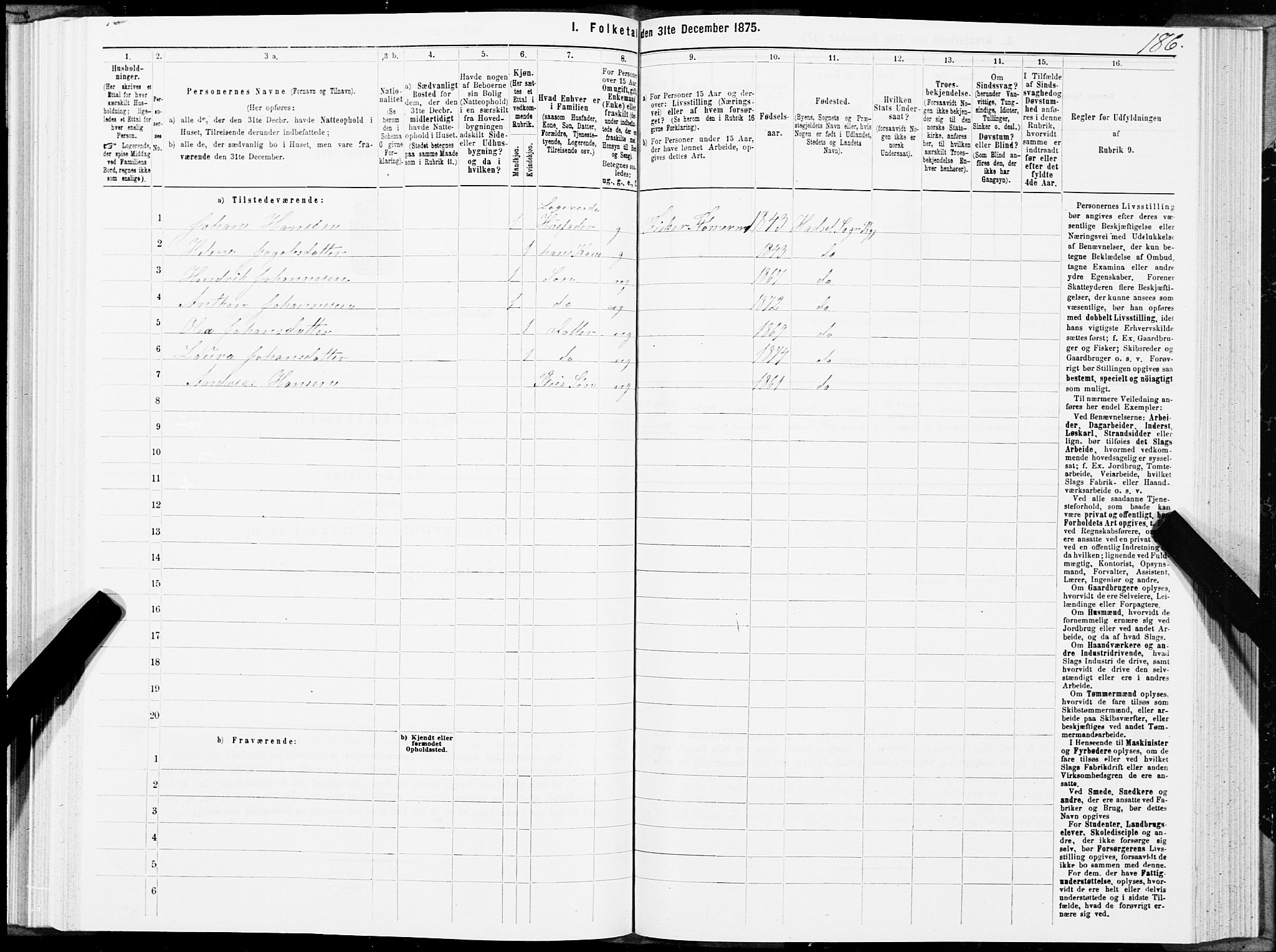 SAT, 1875 census for 1866P Hadsel, 1875, p. 3186