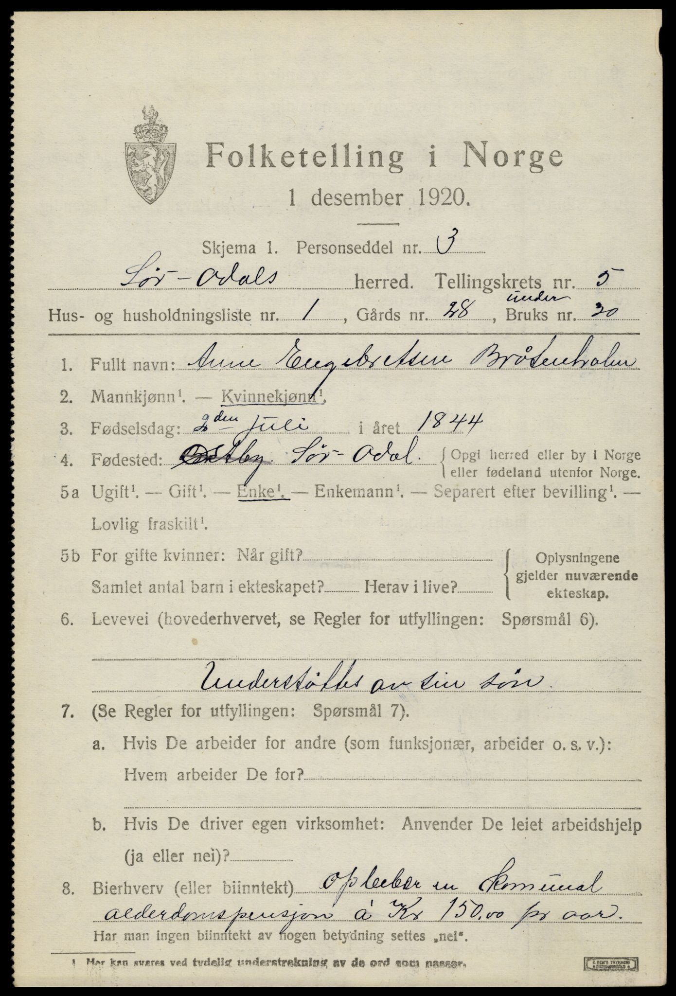 SAH, 1920 census for Sør-Odal, 1920, p. 6061