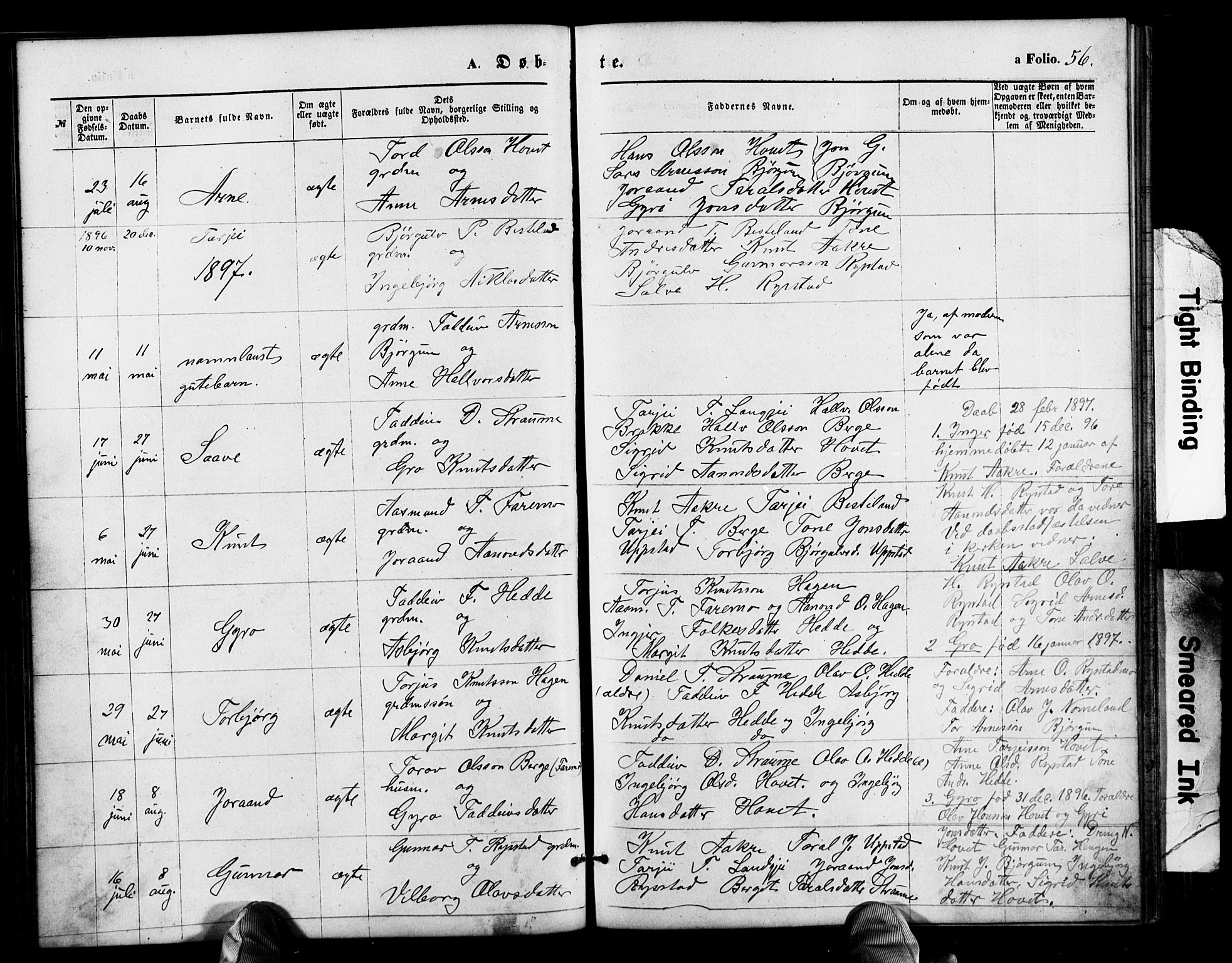 Valle sokneprestkontor, SAK/1111-0044/F/Fb/Fbb/L0002: Parish register (copy) no. B 2, 1875-1921, p. 56