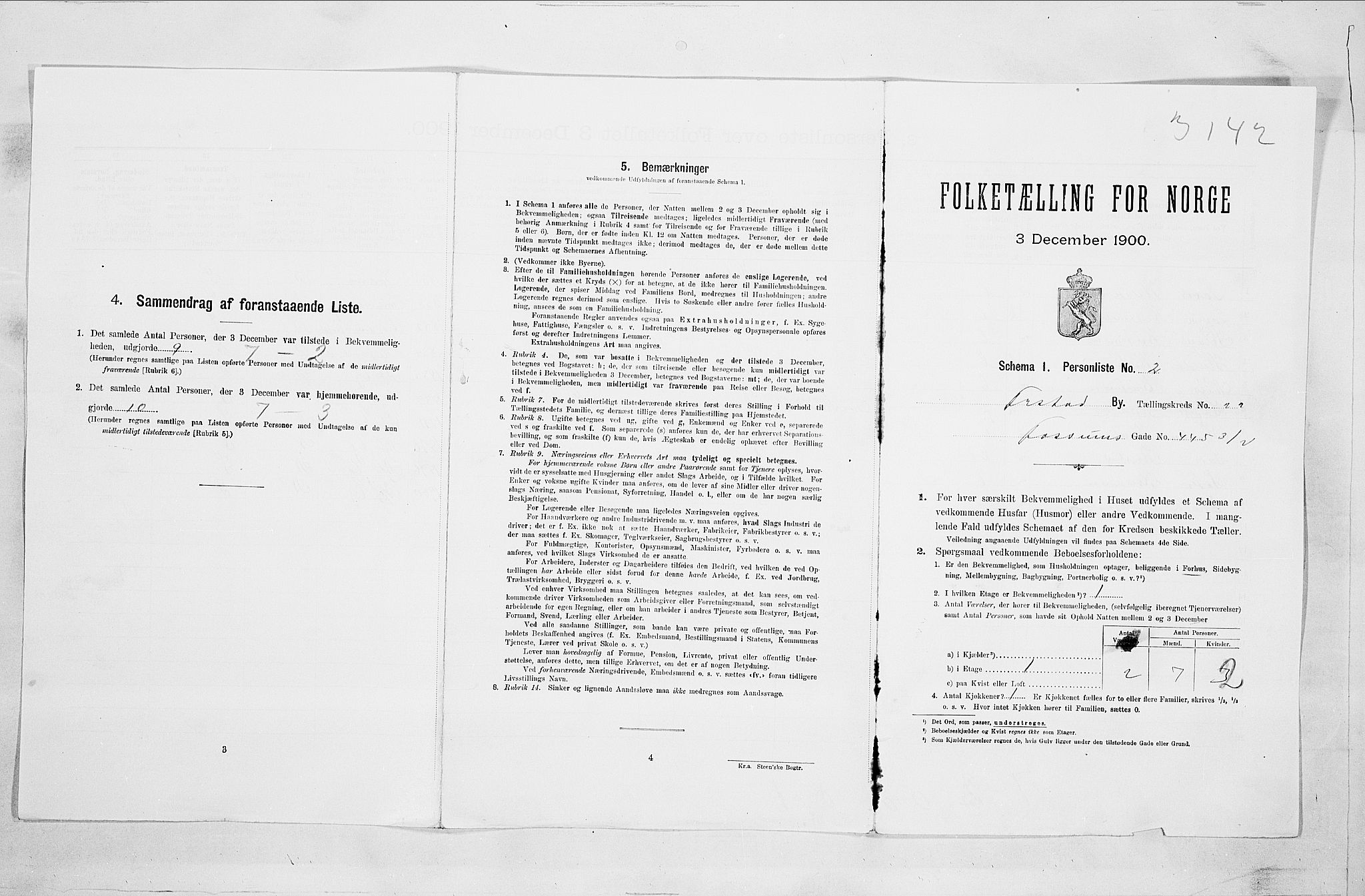 SAO, 1900 census for Fredrikstad, 1900