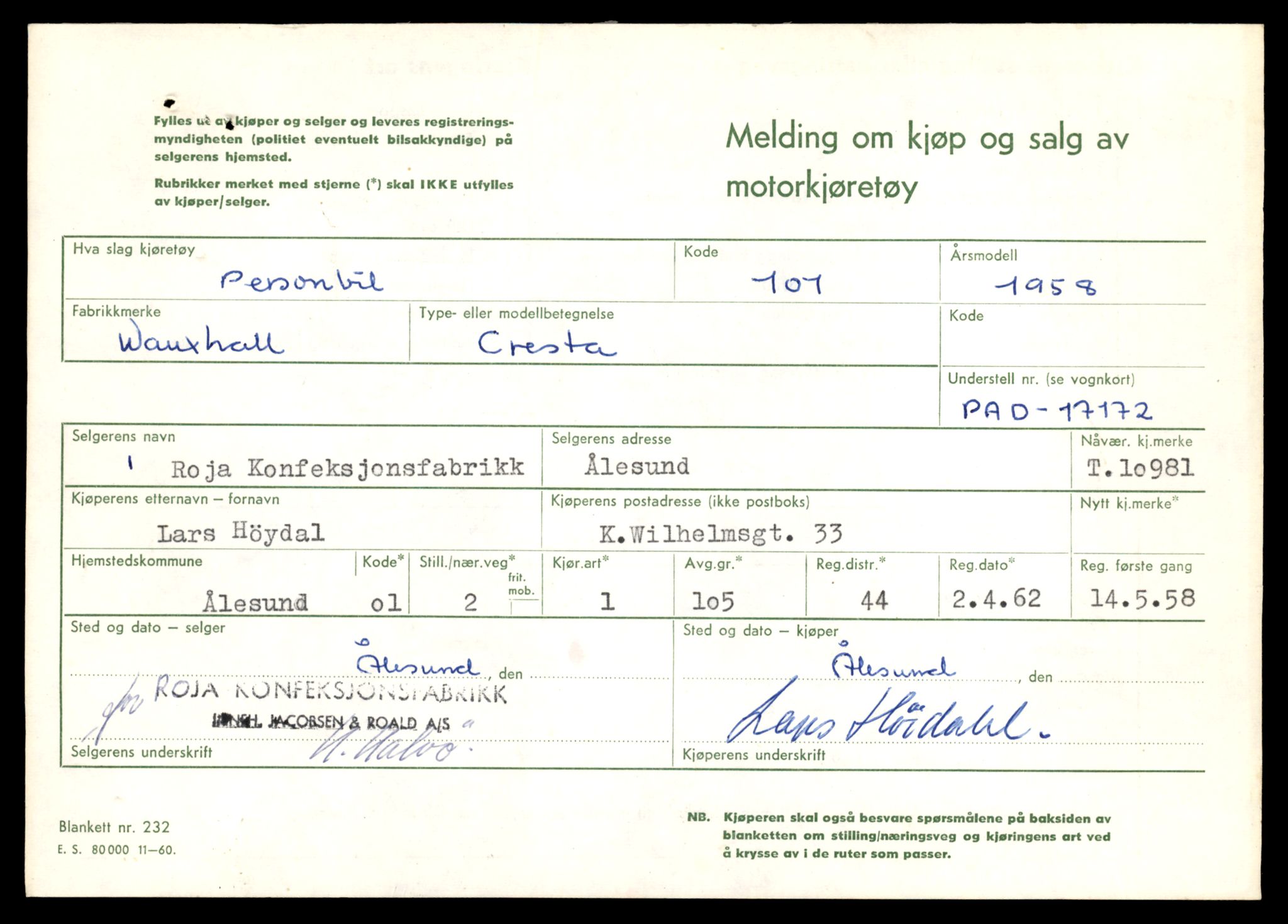 Møre og Romsdal vegkontor - Ålesund trafikkstasjon, AV/SAT-A-4099/F/Fe/L0025: Registreringskort for kjøretøy T 10931 - T 11045, 1927-1998, p. 1377