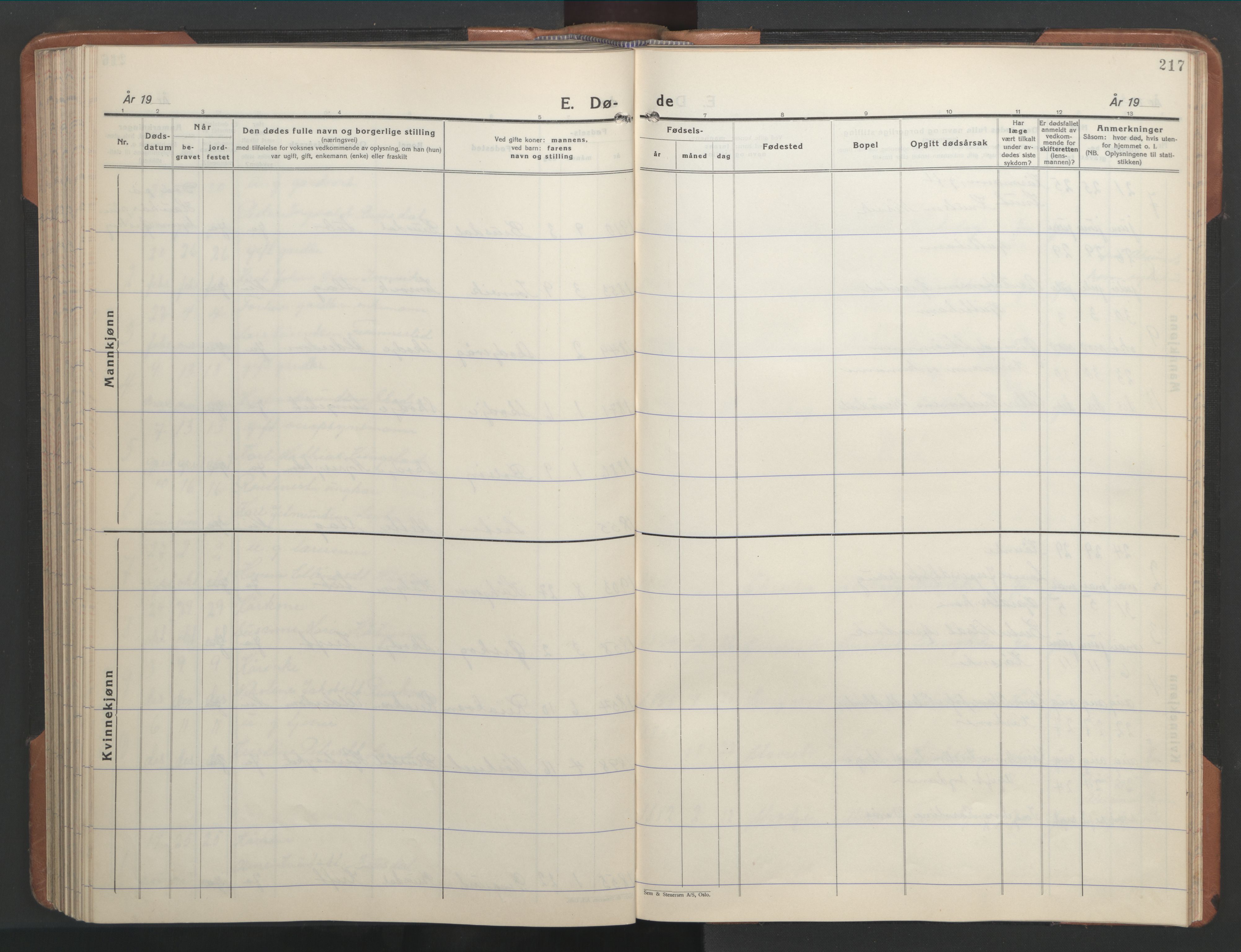 Ministerialprotokoller, klokkerbøker og fødselsregistre - Møre og Romsdal, AV/SAT-A-1454/524/L0367: Parish register (copy) no. 524C08, 1932-1951, p. 217