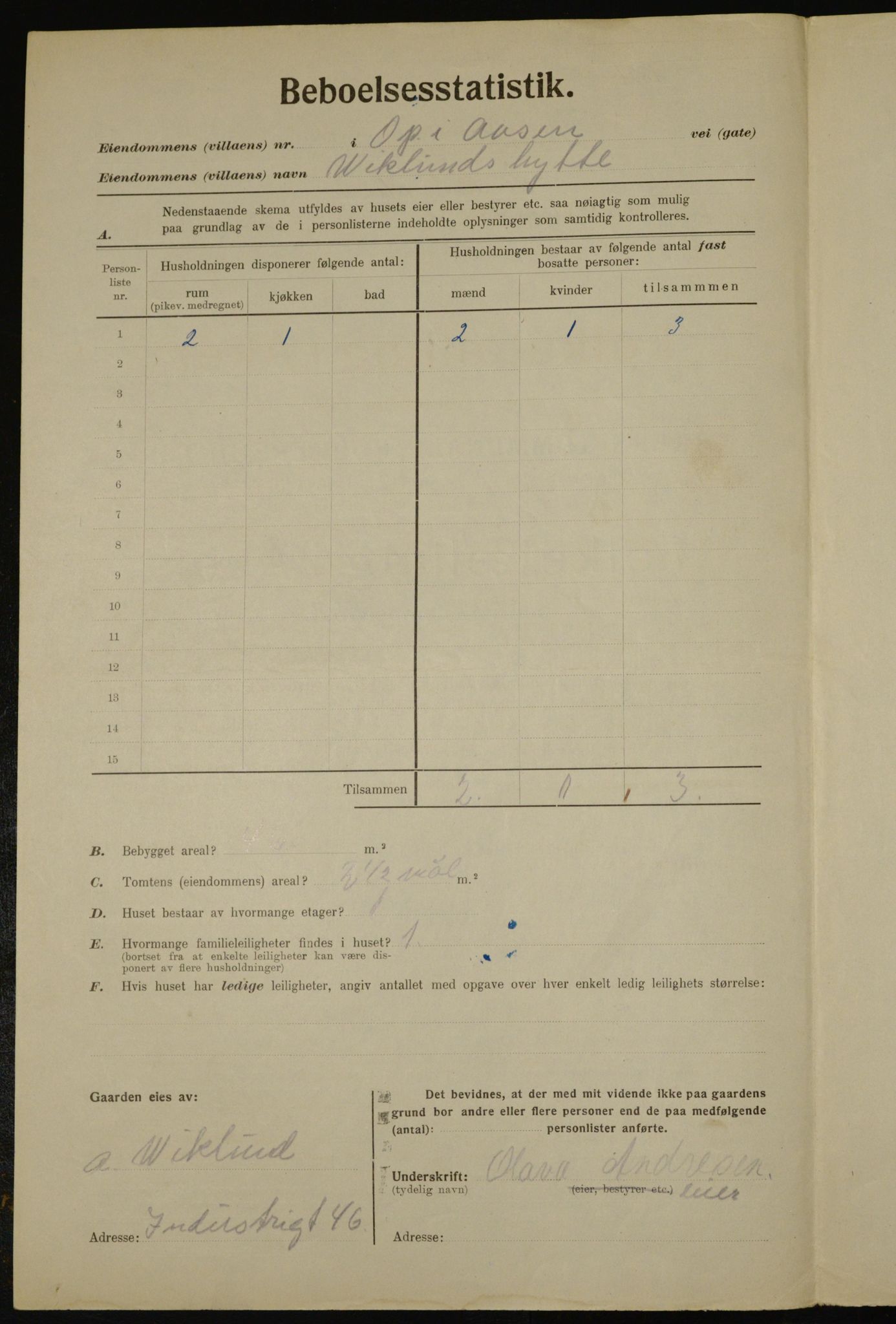 , Municipal Census 1923 for Aker, 1923, p. 45312