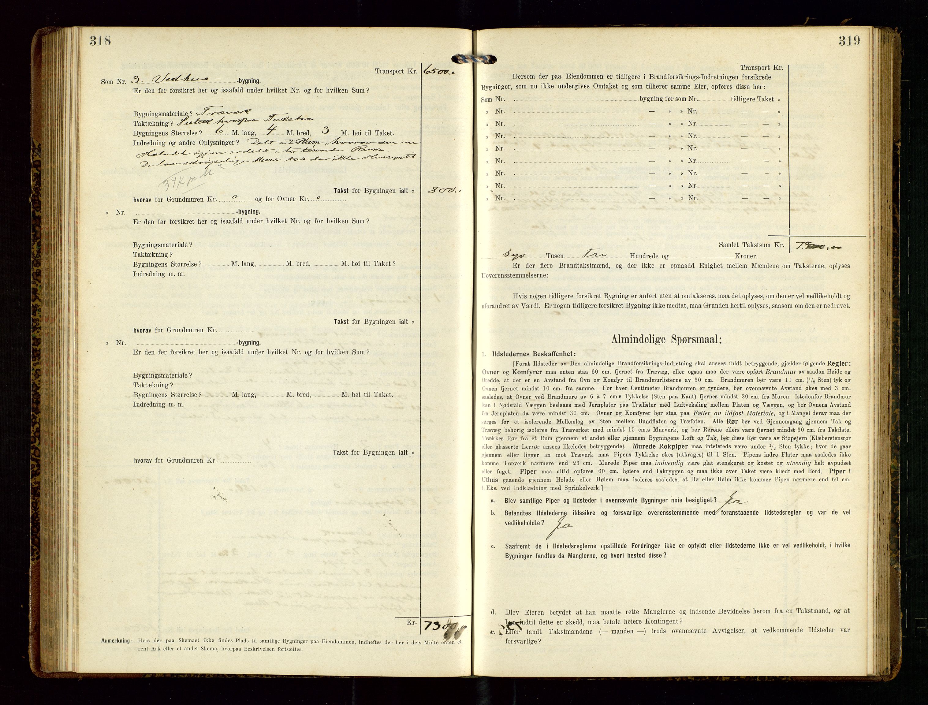 Sokndal lensmannskontor, AV/SAST-A-100417/Gob/L0003: "Brandtakst-Protokol", 1914-1917, p. 318-319