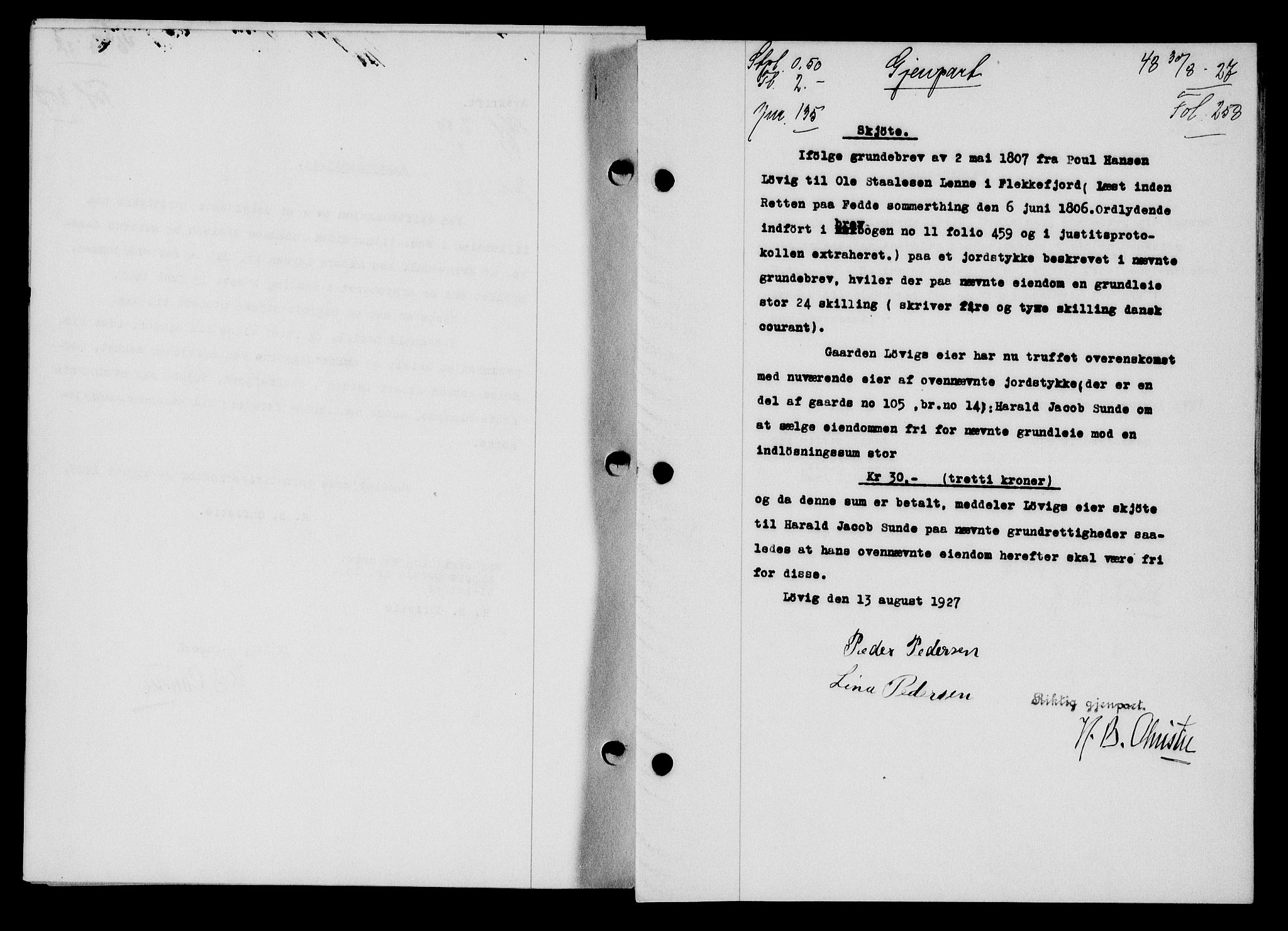 Flekkefjord sorenskriveri, SAK/1221-0001/G/Gb/Gba/L0043: Mortgage book no. 41, 1926-1927, Deed date: 13.09.1927