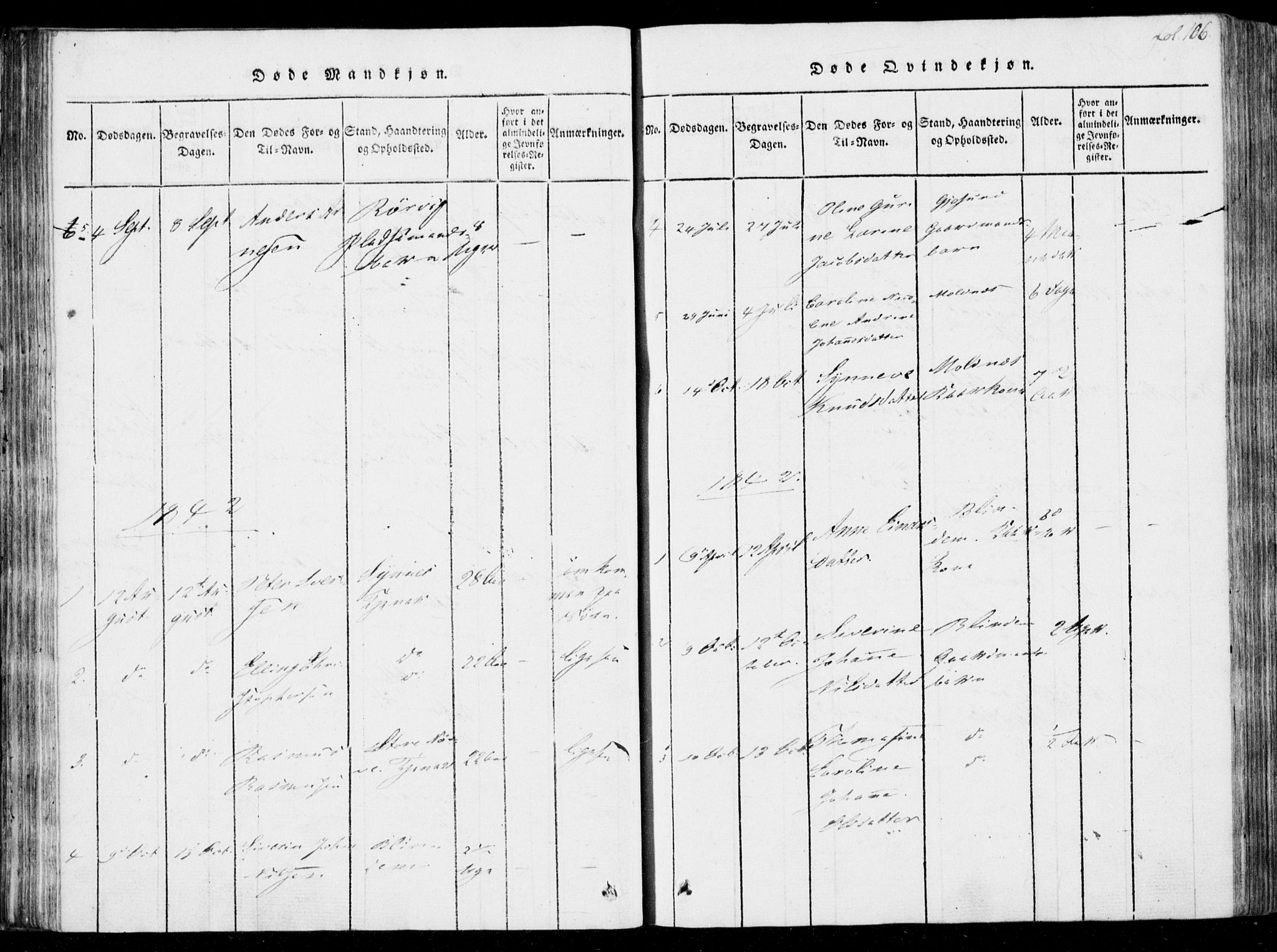 Ministerialprotokoller, klokkerbøker og fødselsregistre - Møre og Romsdal, SAT/A-1454/537/L0517: Parish register (official) no. 537A01, 1818-1862, p. 106