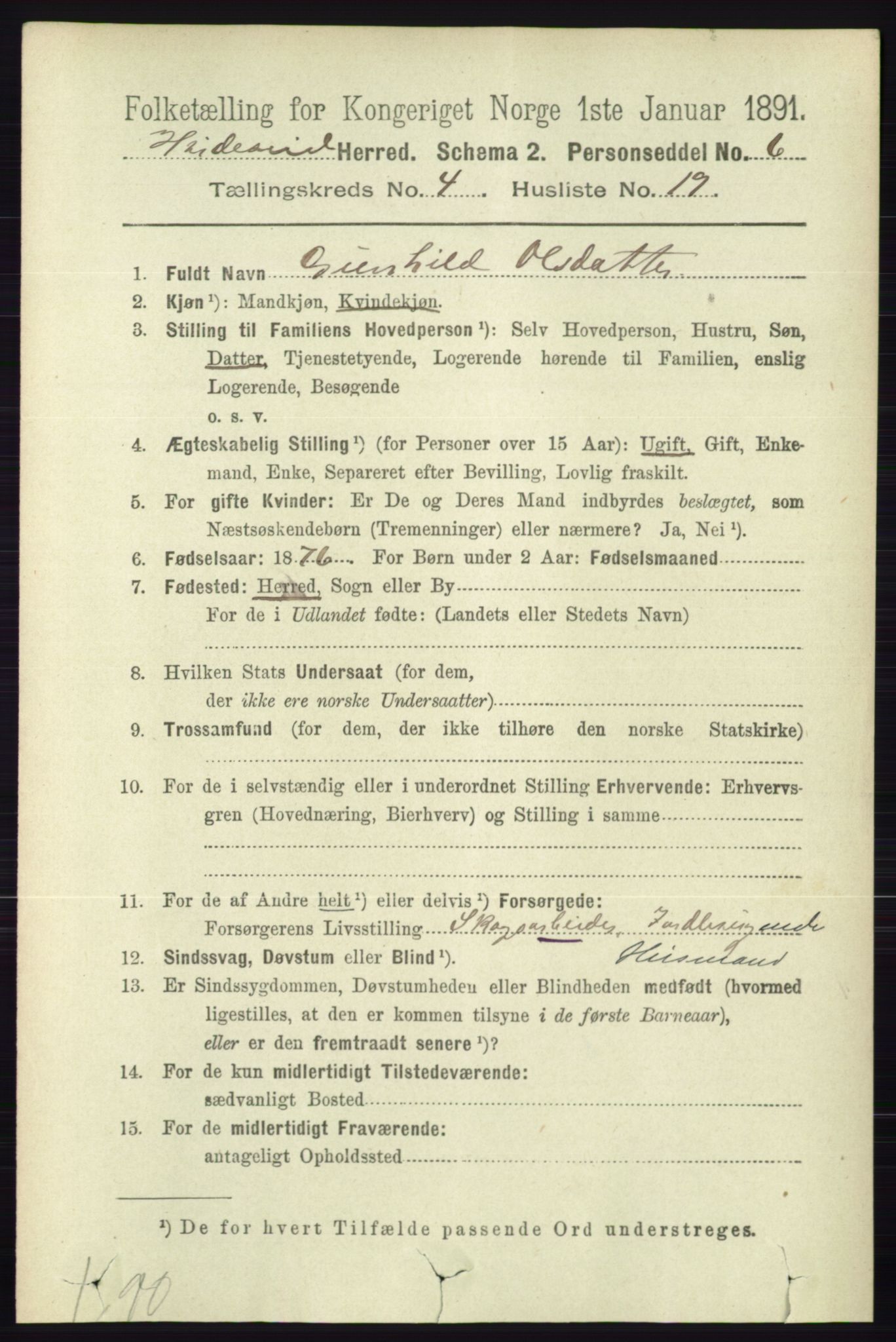 RA, 1891 census for 0829 Kviteseid, 1891, p. 849