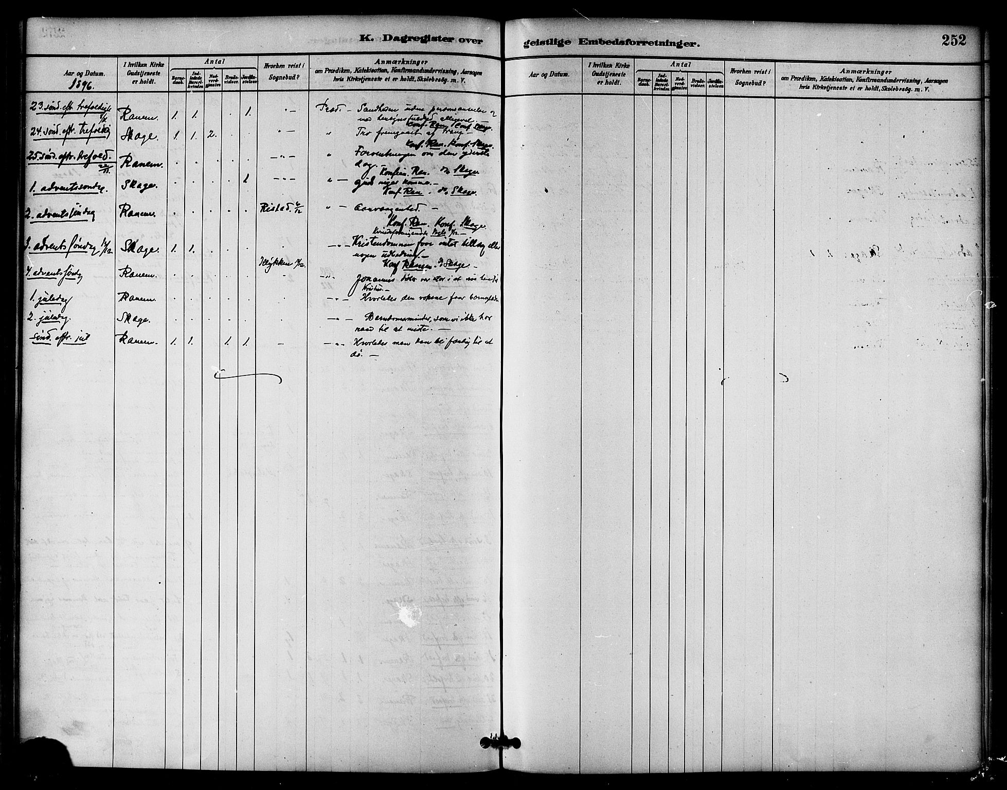 Ministerialprotokoller, klokkerbøker og fødselsregistre - Nord-Trøndelag, SAT/A-1458/764/L0555: Parish register (official) no. 764A10, 1881-1896, p. 252