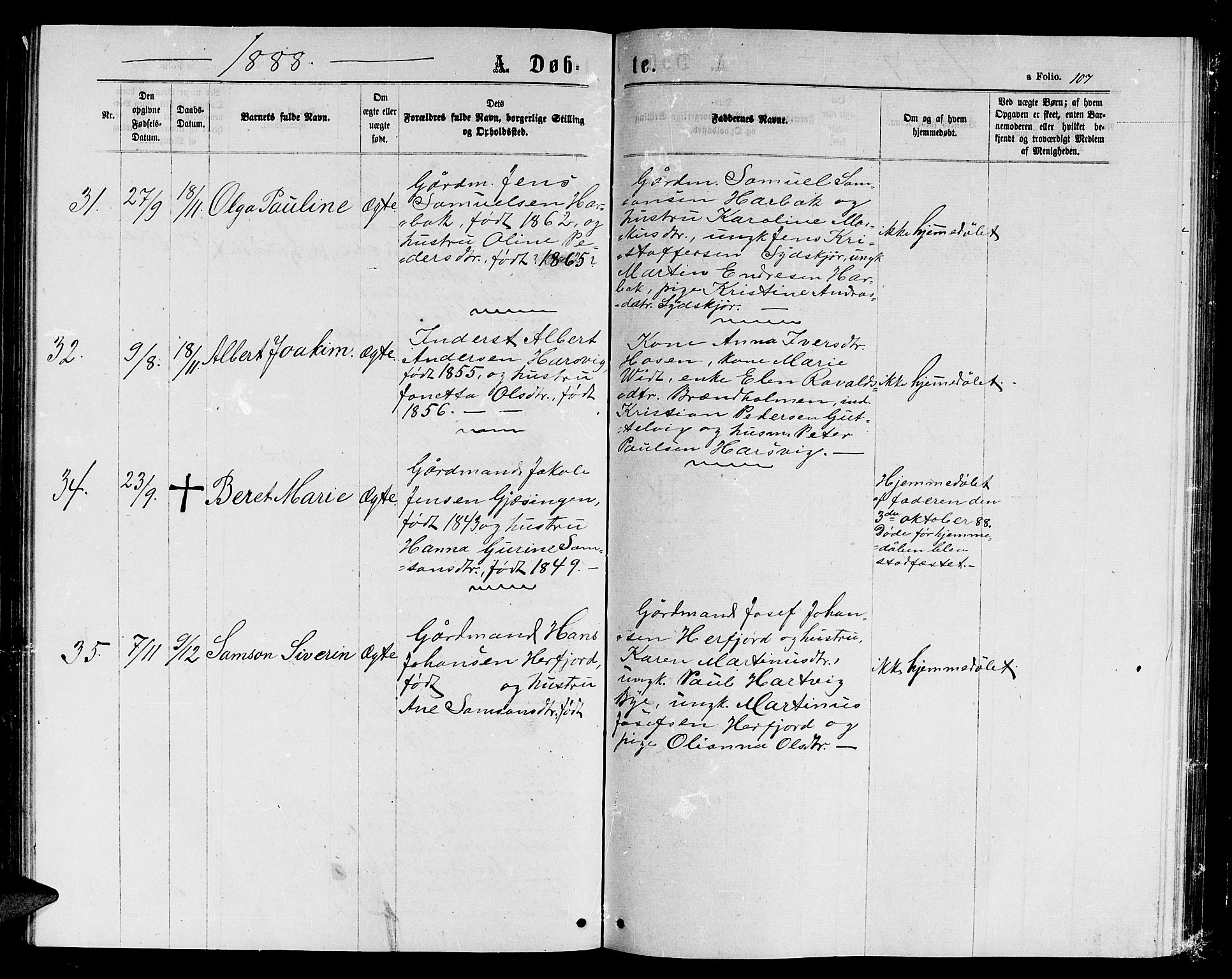 Ministerialprotokoller, klokkerbøker og fødselsregistre - Sør-Trøndelag, SAT/A-1456/656/L0695: Parish register (copy) no. 656C01, 1867-1889, p. 107
