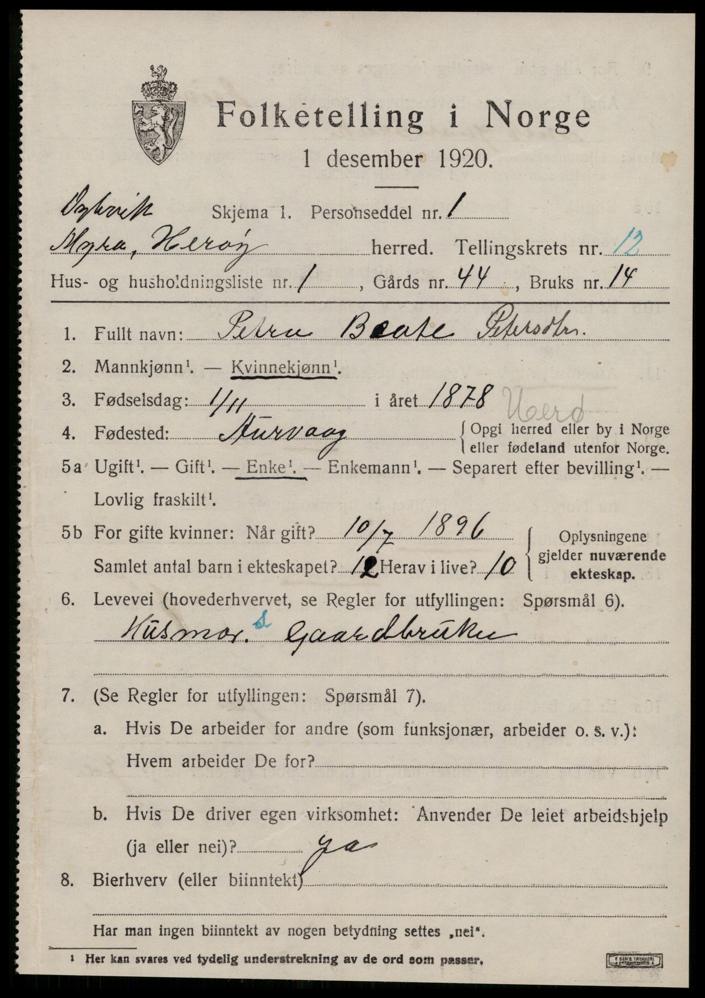 SAT, 1920 census for Herøy (MR), 1920, p. 7259