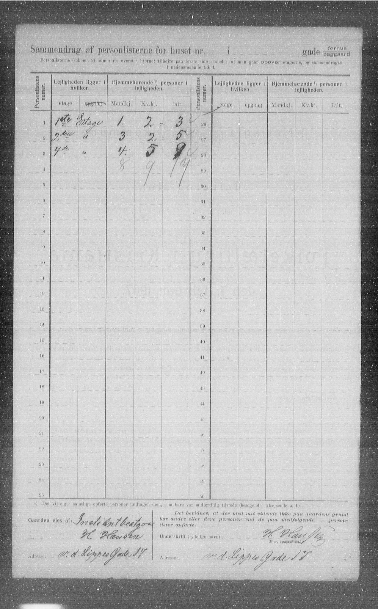 OBA, Municipal Census 1907 for Kristiania, 1907, p. 63747