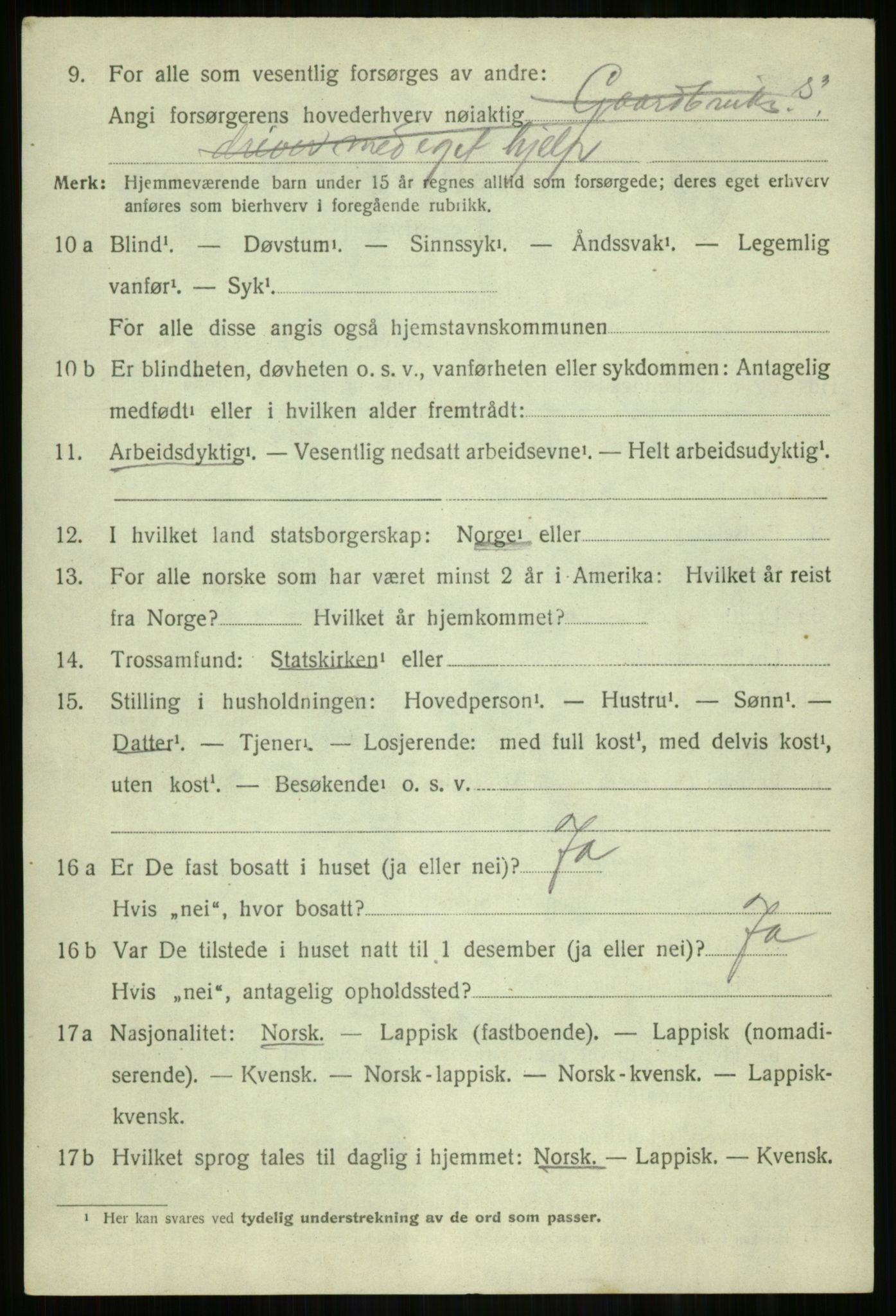 SATØ, 1920 census for Salangen, 1920, p. 6135