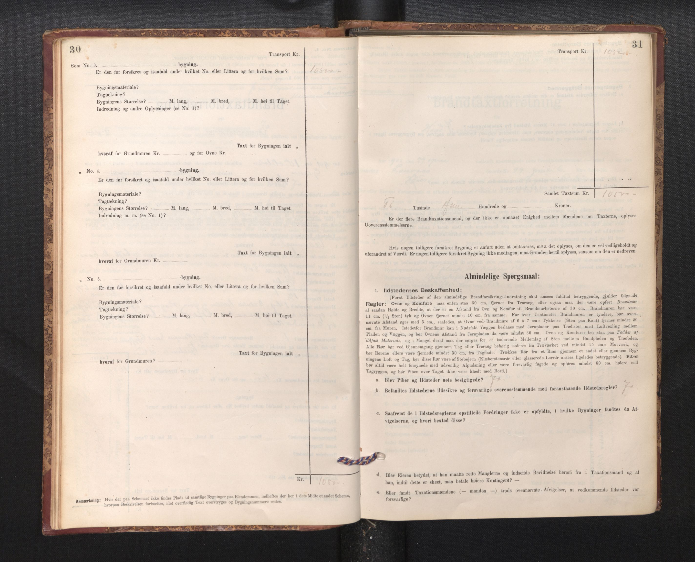 Lensmannen i Haus, SAB/A-32701/0012/L0006: Branntakstprotokoll, skjematakst, 1895-1941, p. 30-31