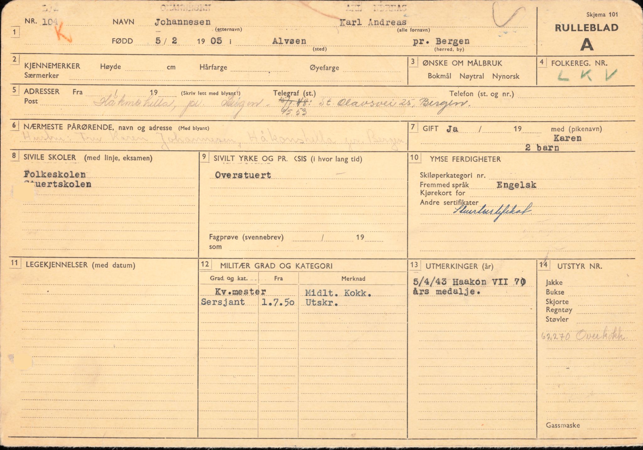 Forsvaret, Forsvarets overkommando/Luftforsvarsstaben, AV/RA-RAFA-4079/P/Pa/L0013: Personellmapper, 1905, p. 278