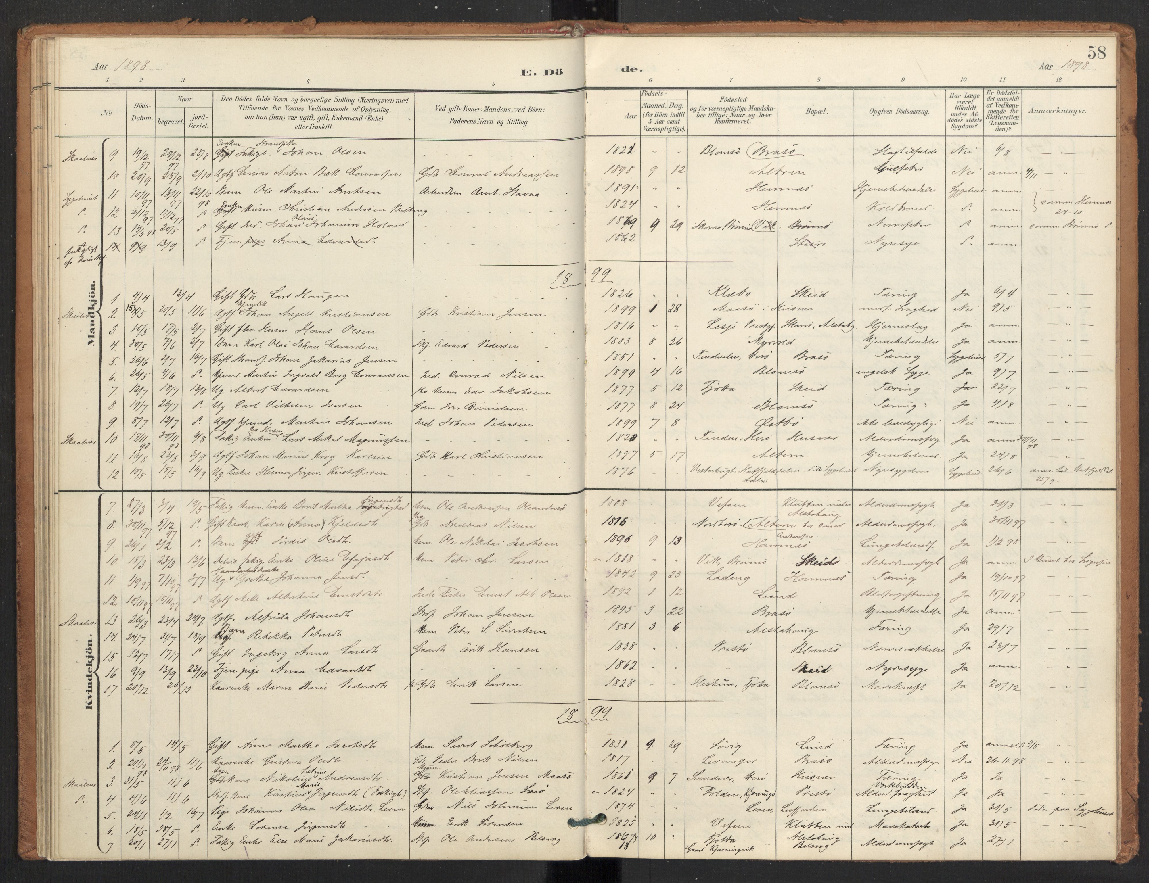 Ministerialprotokoller, klokkerbøker og fødselsregistre - Nordland, AV/SAT-A-1459/830/L0454: Parish register (official) no. 830A18, 1897-1913, p. 58