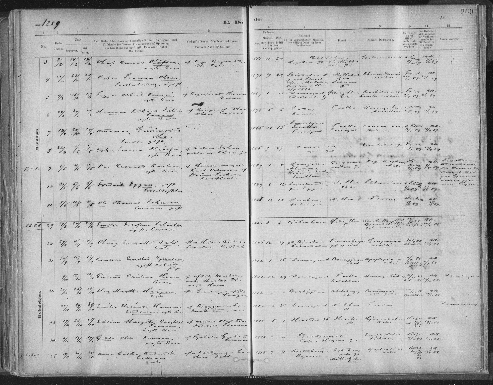 Ministerialprotokoller, klokkerbøker og fødselsregistre - Sør-Trøndelag, SAT/A-1456/603/L0162: Parish register (official) no. 603A01, 1879-1895, p. 269