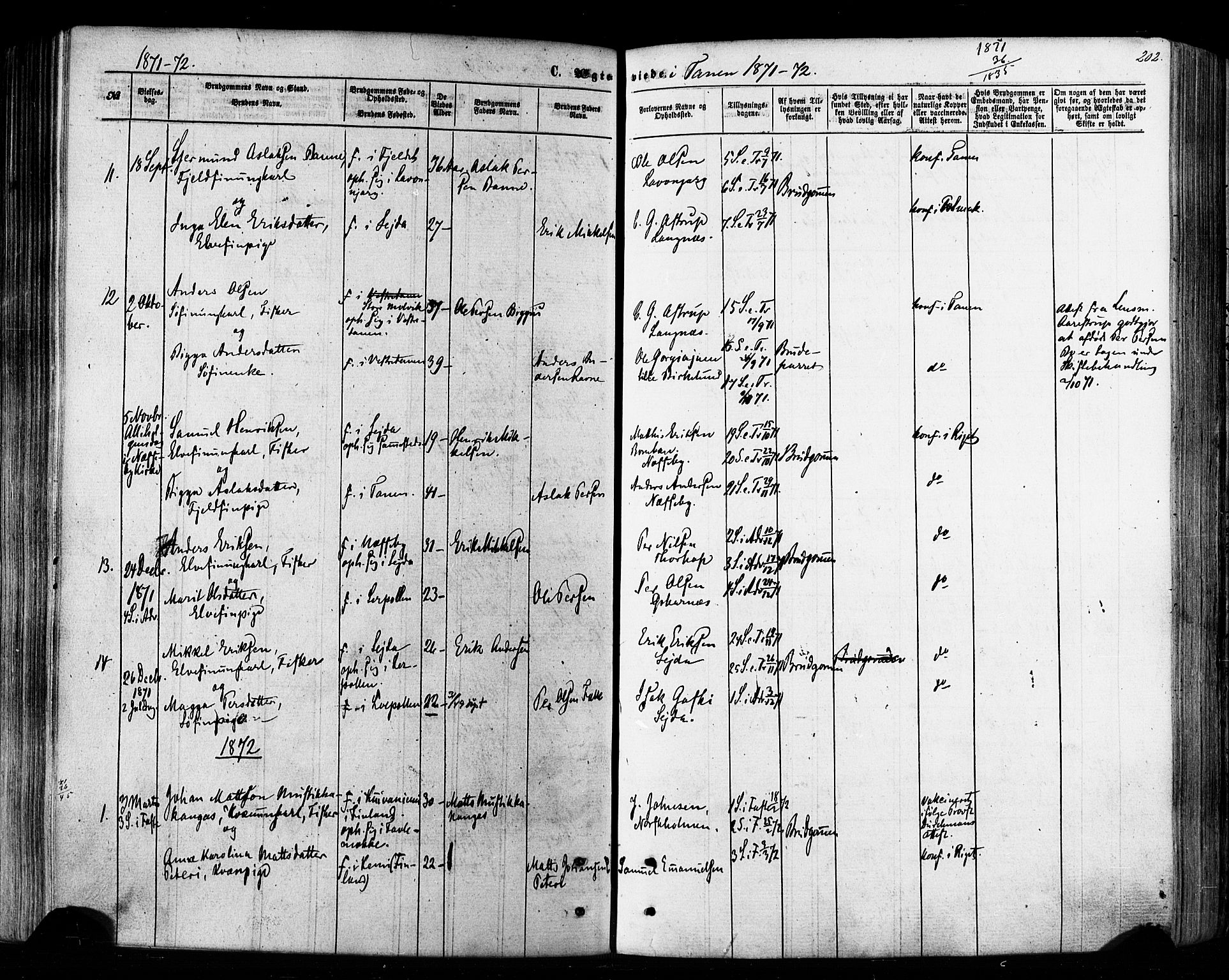 Tana sokneprestkontor, SATØ/S-1334/H/Ha/L0002kirke: Parish register (official) no. 2 /1, 1861-1877, p. 202