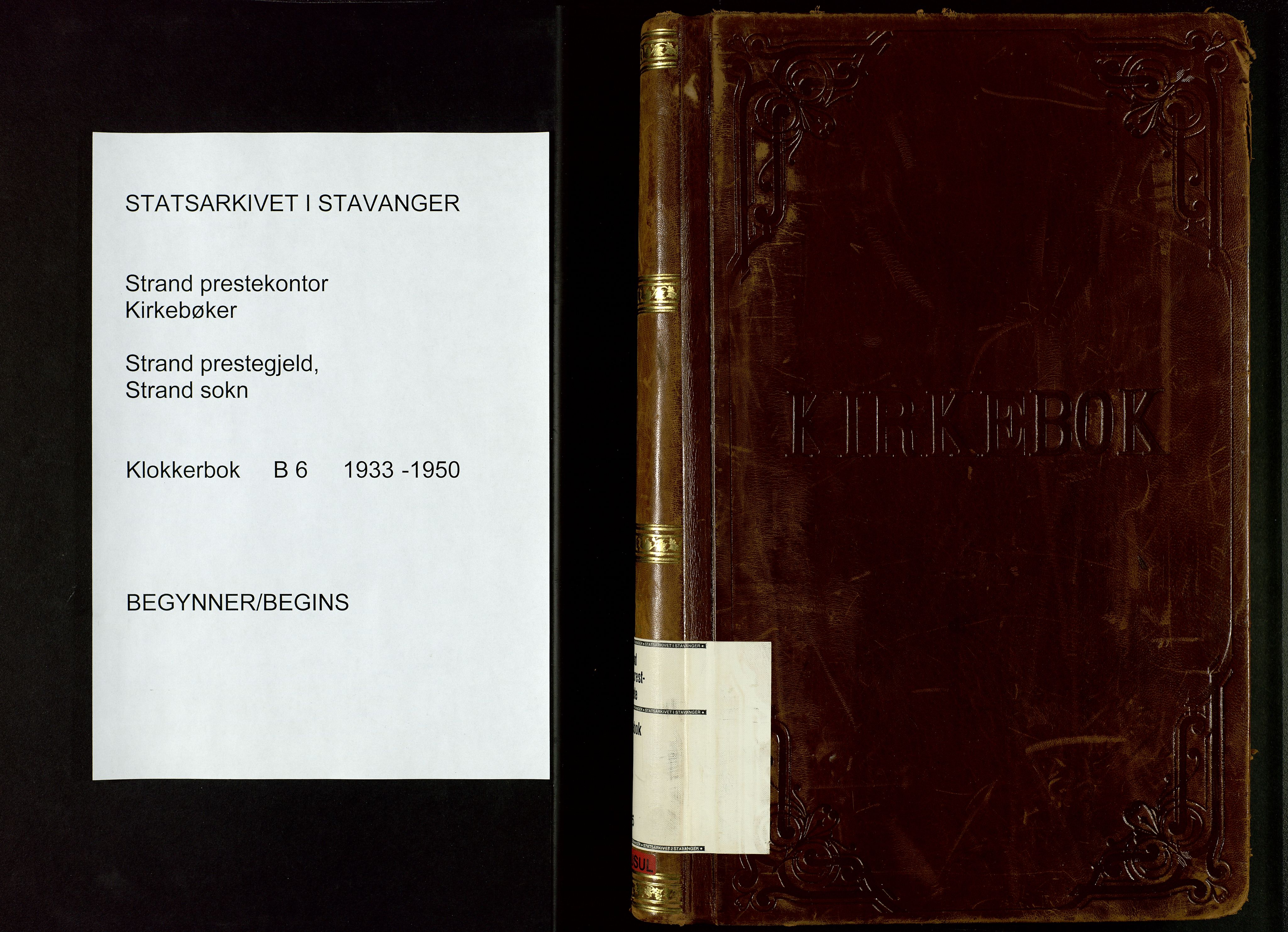 Strand sokneprestkontor, SAST/A-101828/H/Ha/Hab/L0006: Parish register (copy) no. B 6, 1933-1950