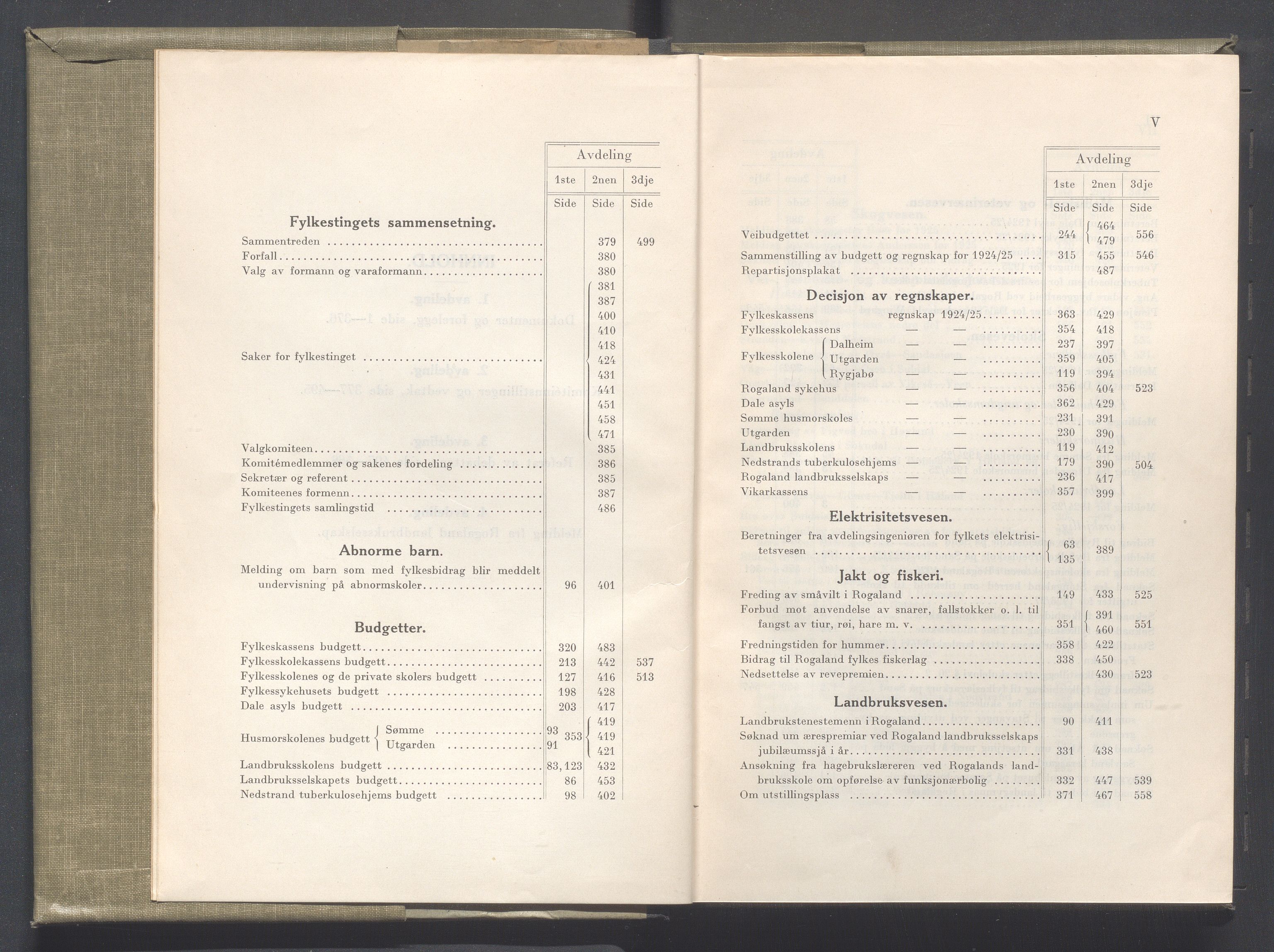 Rogaland fylkeskommune - Fylkesrådmannen , IKAR/A-900/A/Aa/Aaa/L0045: Møtebok , 1926, p. IV-V