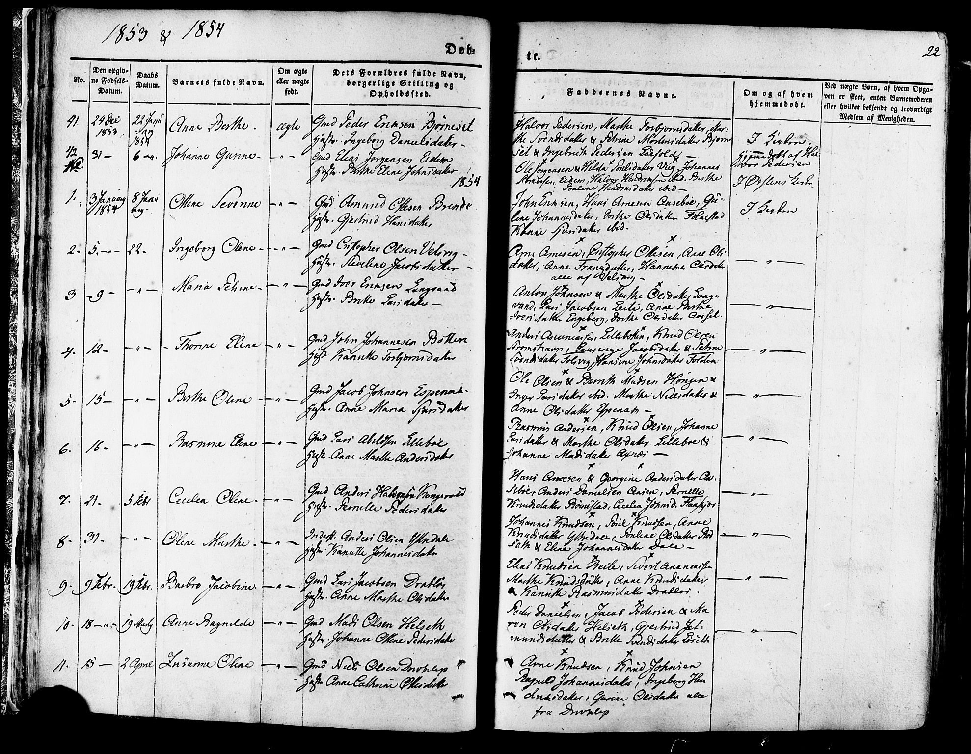Ministerialprotokoller, klokkerbøker og fødselsregistre - Møre og Romsdal, SAT/A-1454/511/L0140: Parish register (official) no. 511A07, 1851-1878, p. 22