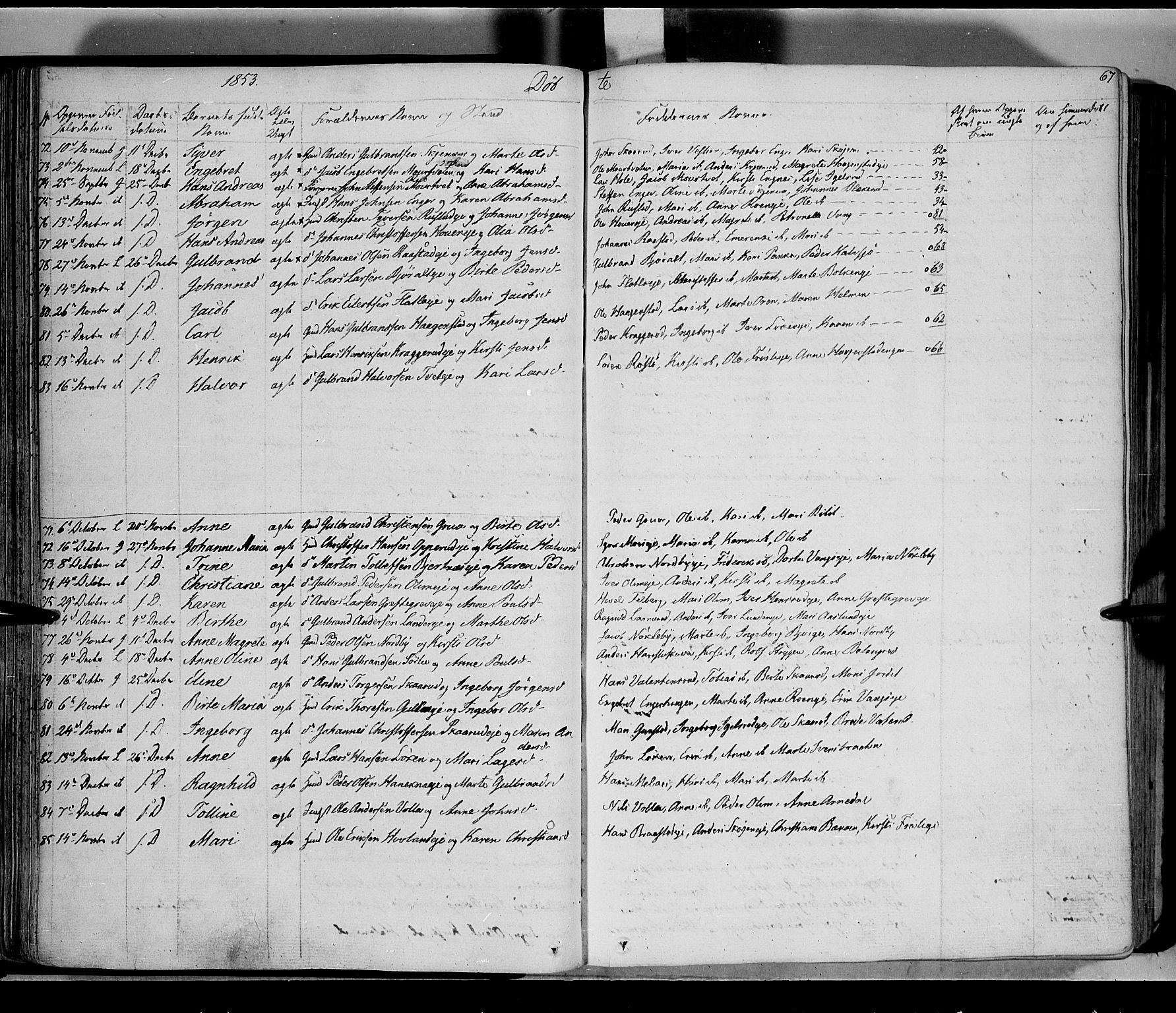 Jevnaker prestekontor, SAH/PREST-116/H/Ha/Haa/L0006: Parish register (official) no. 6, 1837-1857, p. 67