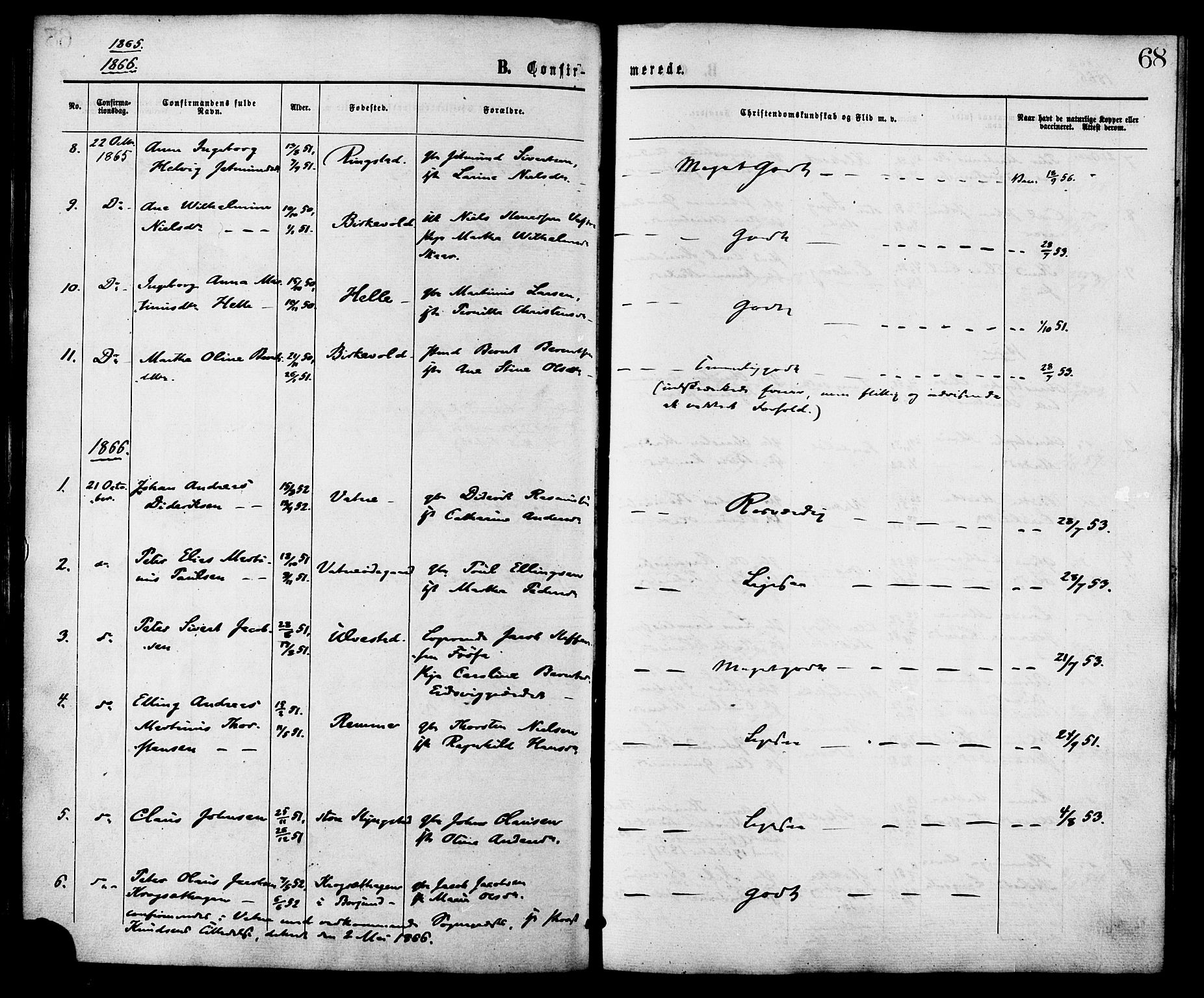 Ministerialprotokoller, klokkerbøker og fødselsregistre - Møre og Romsdal, AV/SAT-A-1454/525/L0373: Parish register (official) no. 525A03, 1864-1879, p. 68