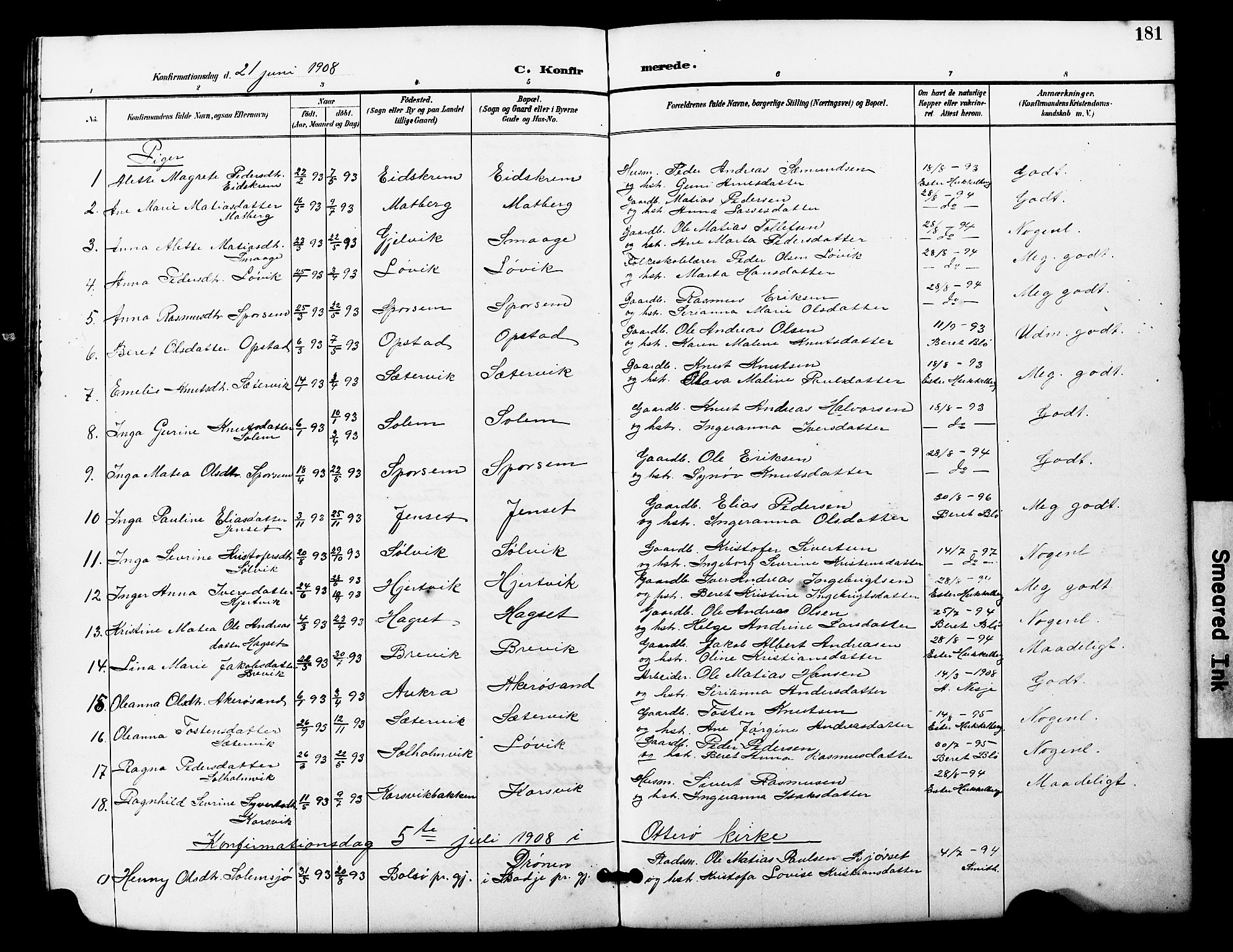 Ministerialprotokoller, klokkerbøker og fødselsregistre - Møre og Romsdal, AV/SAT-A-1454/560/L0725: Parish register (copy) no. 560C02, 1895-1930, p. 181