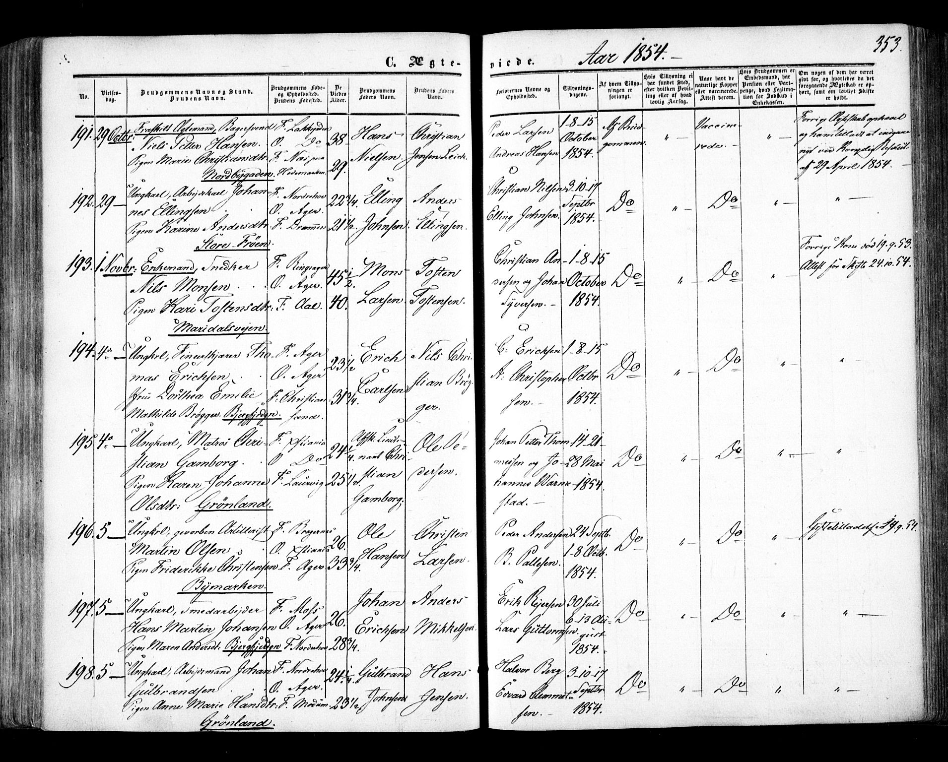 Aker prestekontor kirkebøker, AV/SAO-A-10861/F/L0020: Parish register (official) no. 20, 1853-1857, p. 353