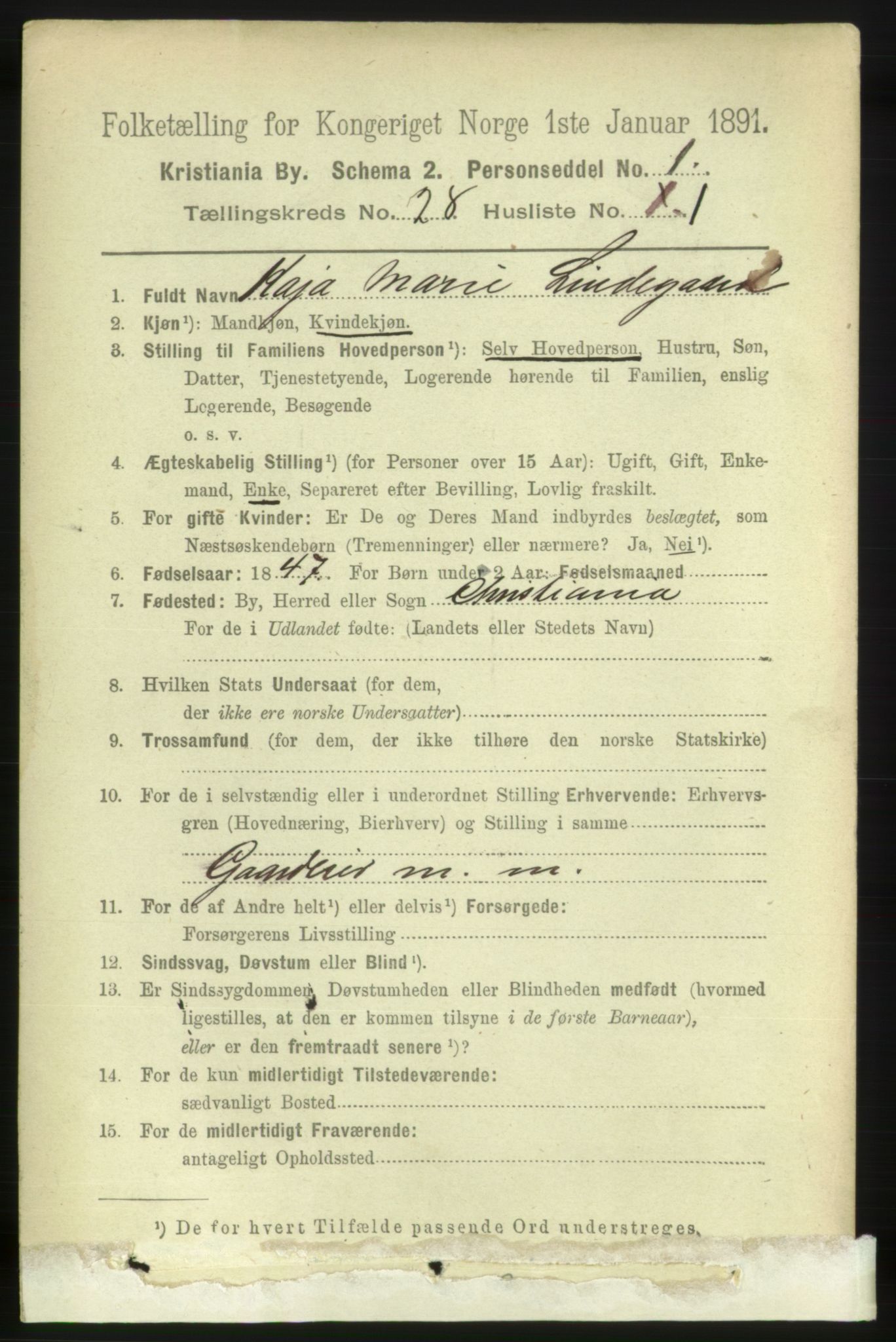 RA, 1891 census for 0301 Kristiania, 1891, p. 14310