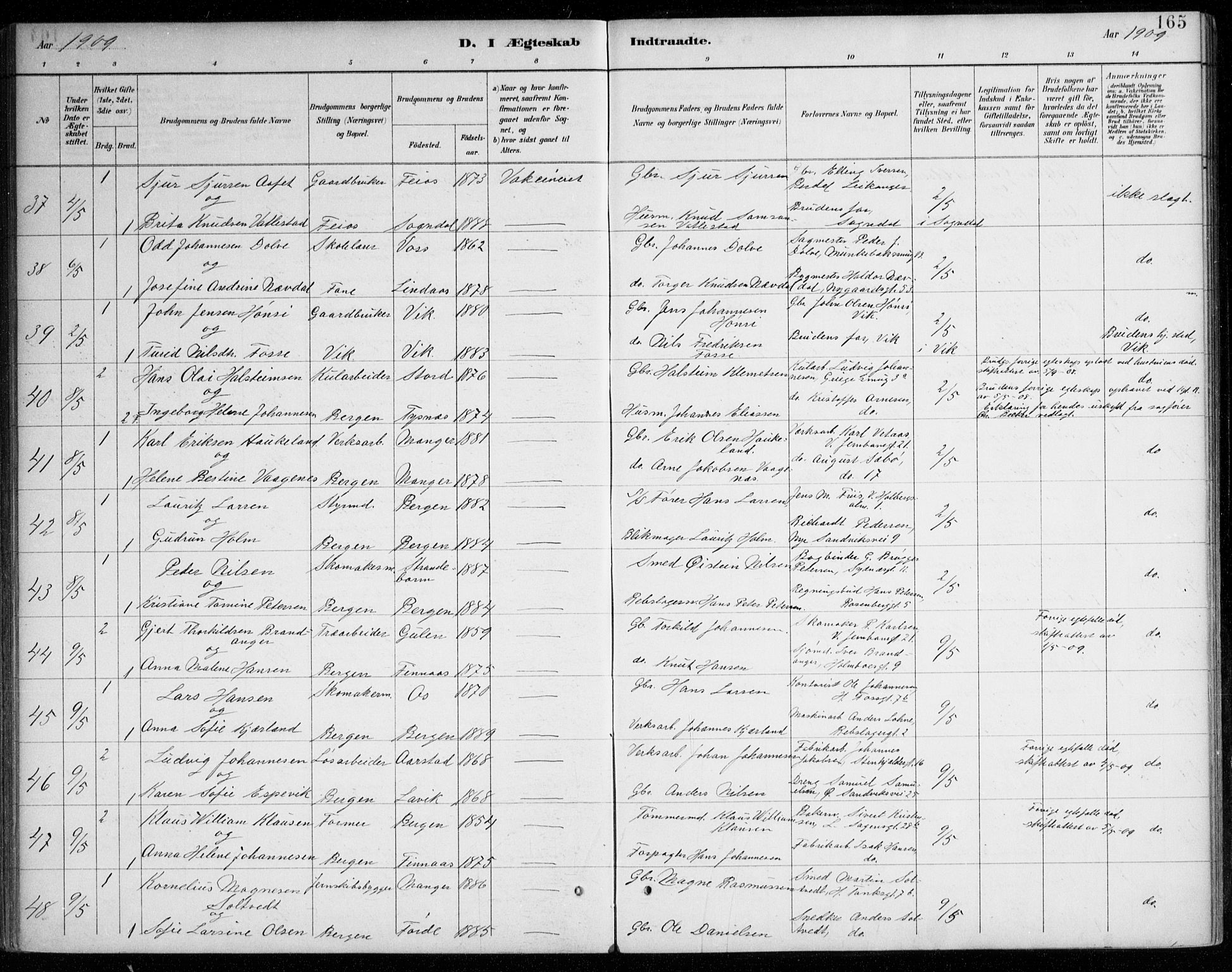 Johanneskirken sokneprestembete, AV/SAB-A-76001/H/Haa/L0012: Parish register (official) no. D 1, 1885-1912, p. 165